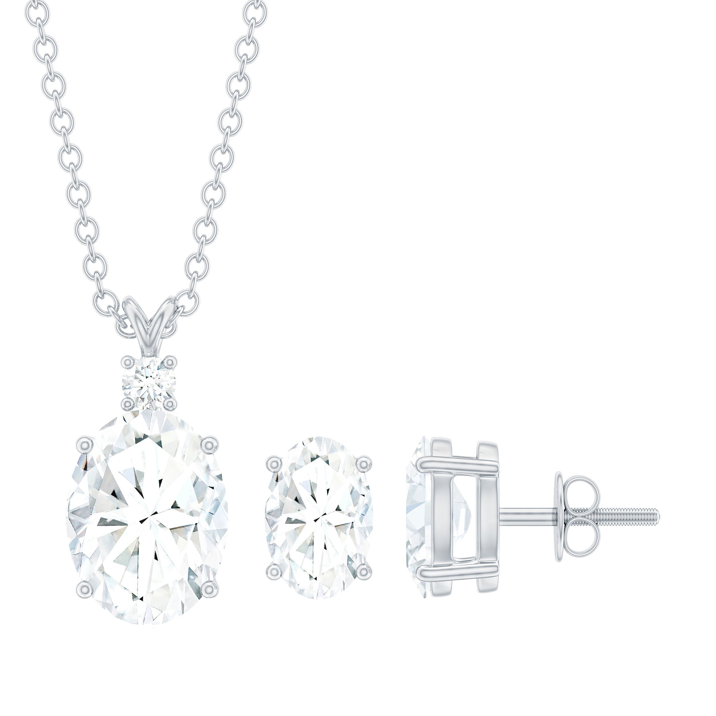 Certified Oval Shaped Lab Grown Diamond Bridal Jewelry Set