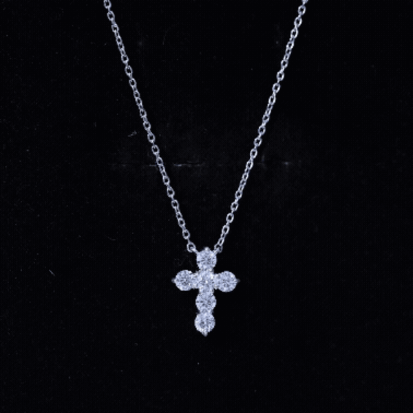 Lab Grown Diamond Religious Cross Pendant Necklace Lab - ( EF-VS ) - Rosec Jewels