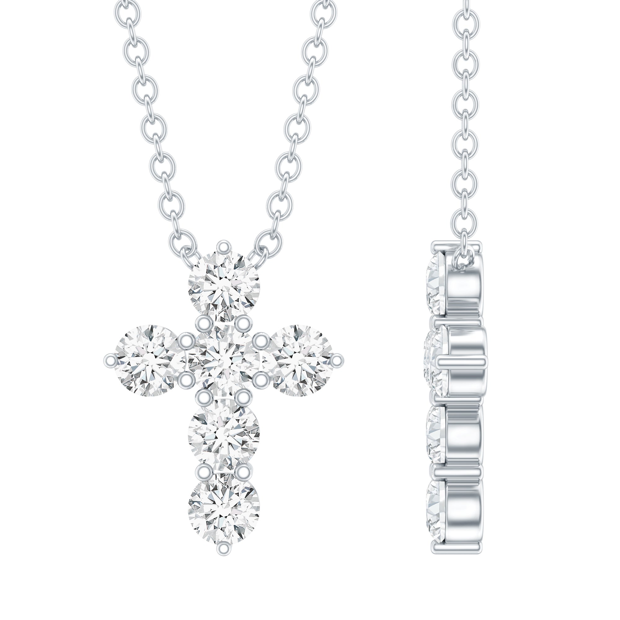 Lab Grown Diamond Religious Cross Pendant Necklace Lab - ( EF-VS ) - Rosec Jewels
