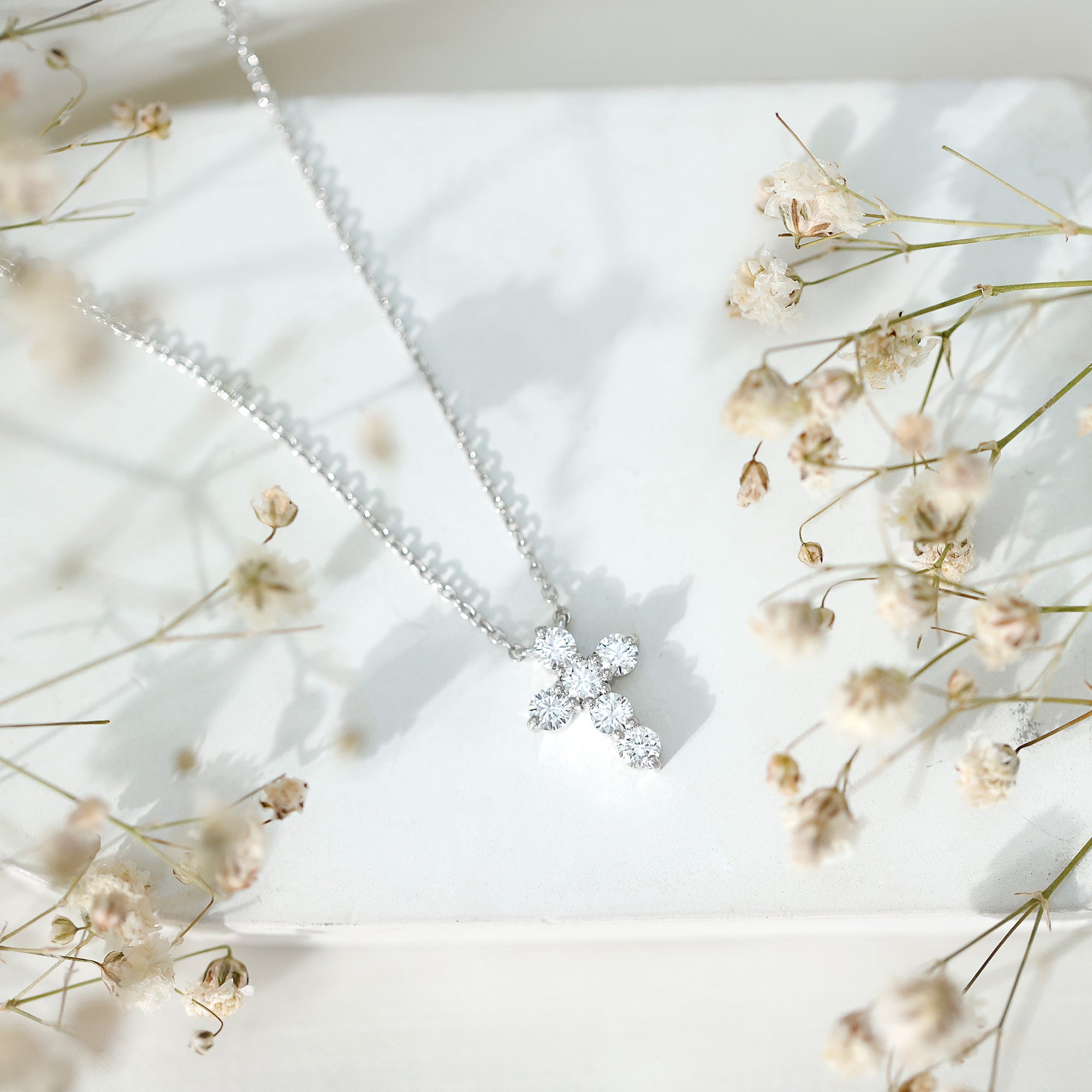 Lab Grown Diamond Religious Cross Pendant Necklace Lab - ( EF-VS ) - Rosec Jewels