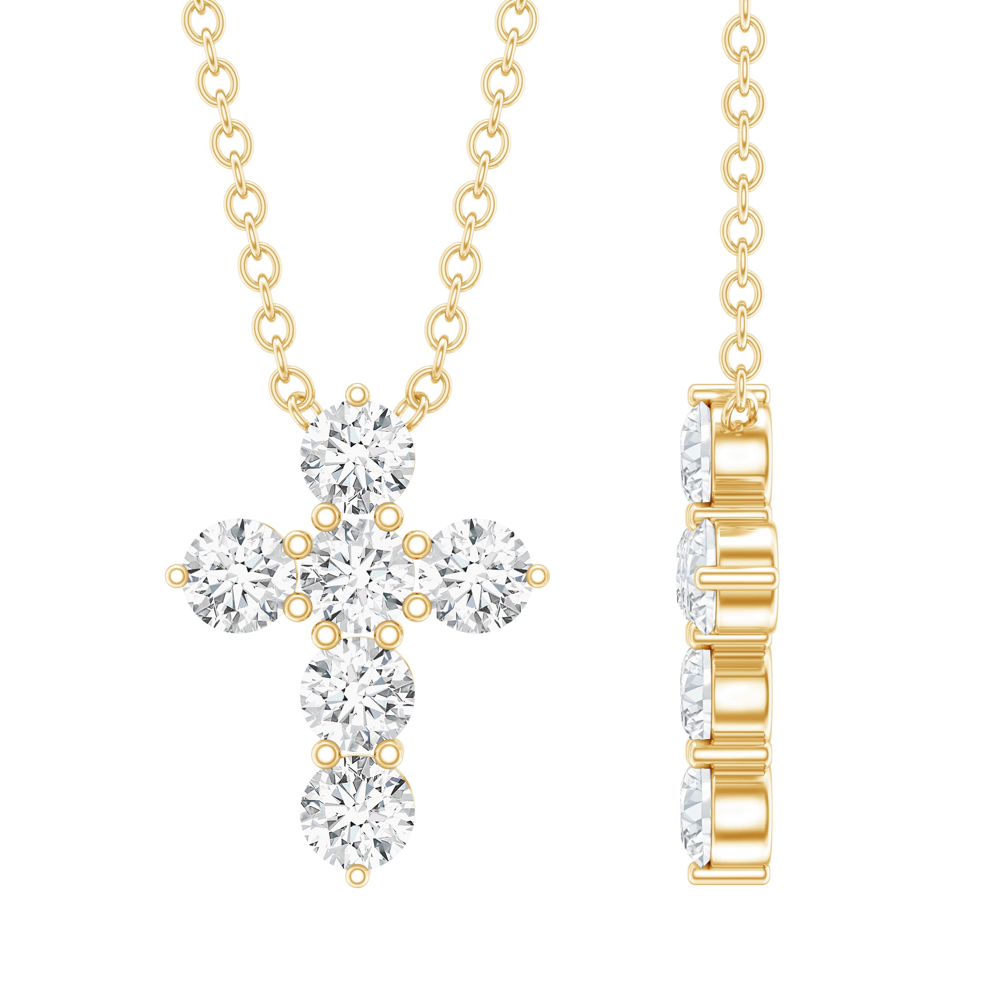 Lab Grown Diamond Religious Cross Pendant Necklace Lab - ( EF-VS ) - Rosec Jewels