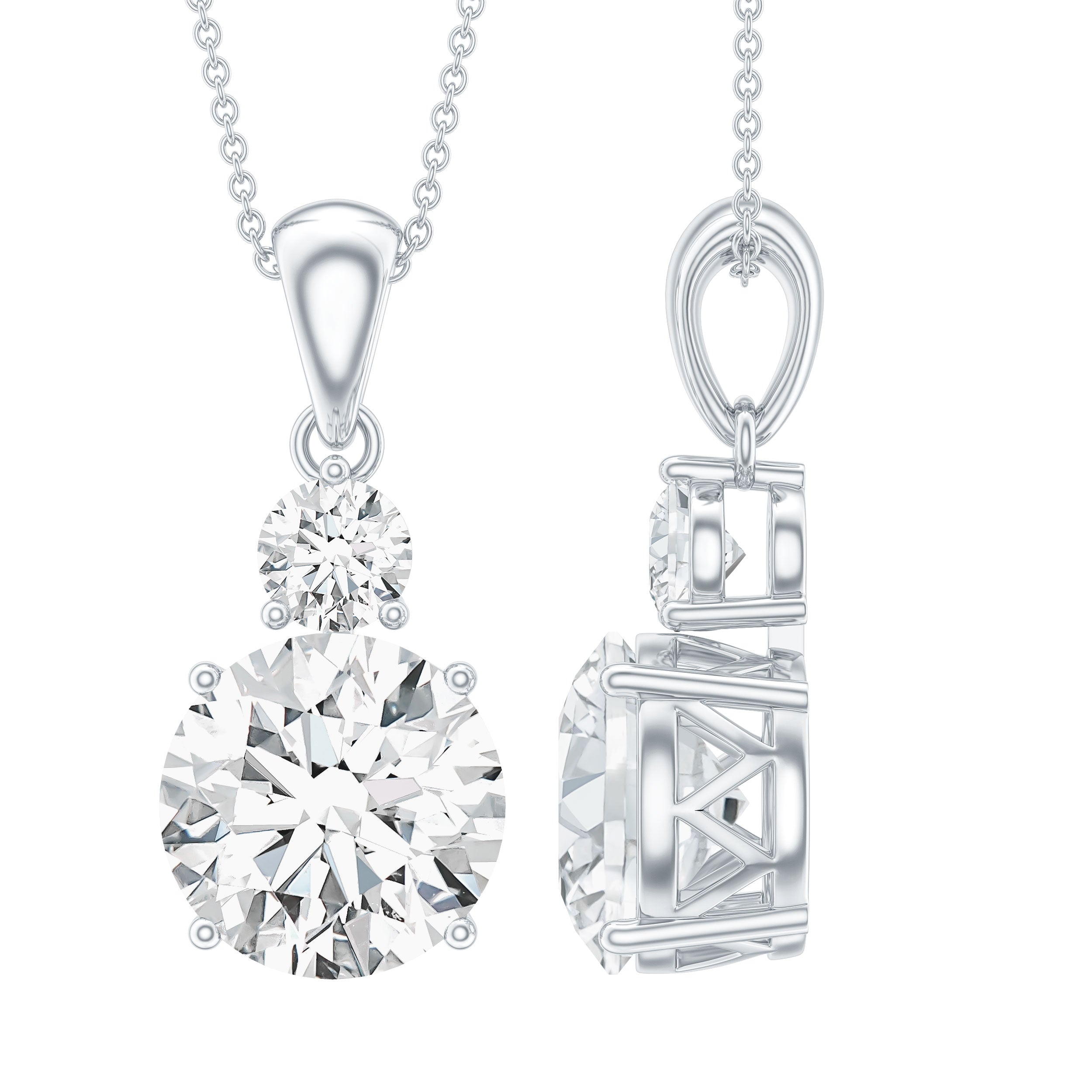 Certified Lab Grown Diamond 2 Stone Necklace For Women