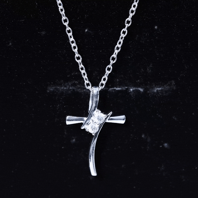 0.14 CT Lab Grown Diamond Cross Necklace (Hidden Bail) Lab - ( EF-VS ) - Rosec Jewels