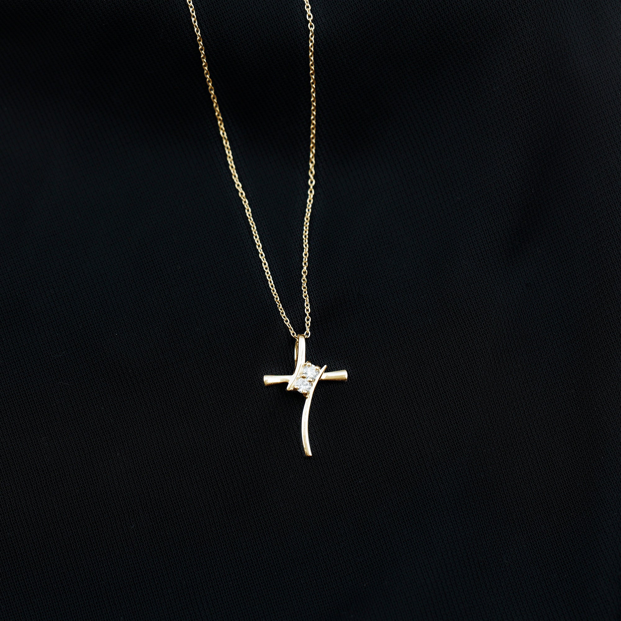 0.14 CT Lab Grown Diamond Cross Necklace (Hidden Bail) Lab - ( EF-VS ) - Rosec Jewels