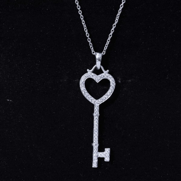 Lab Grown Diamond Key To My Heart Pendant Necklace Lab - ( EF-VS ) - Rosec Jewels
