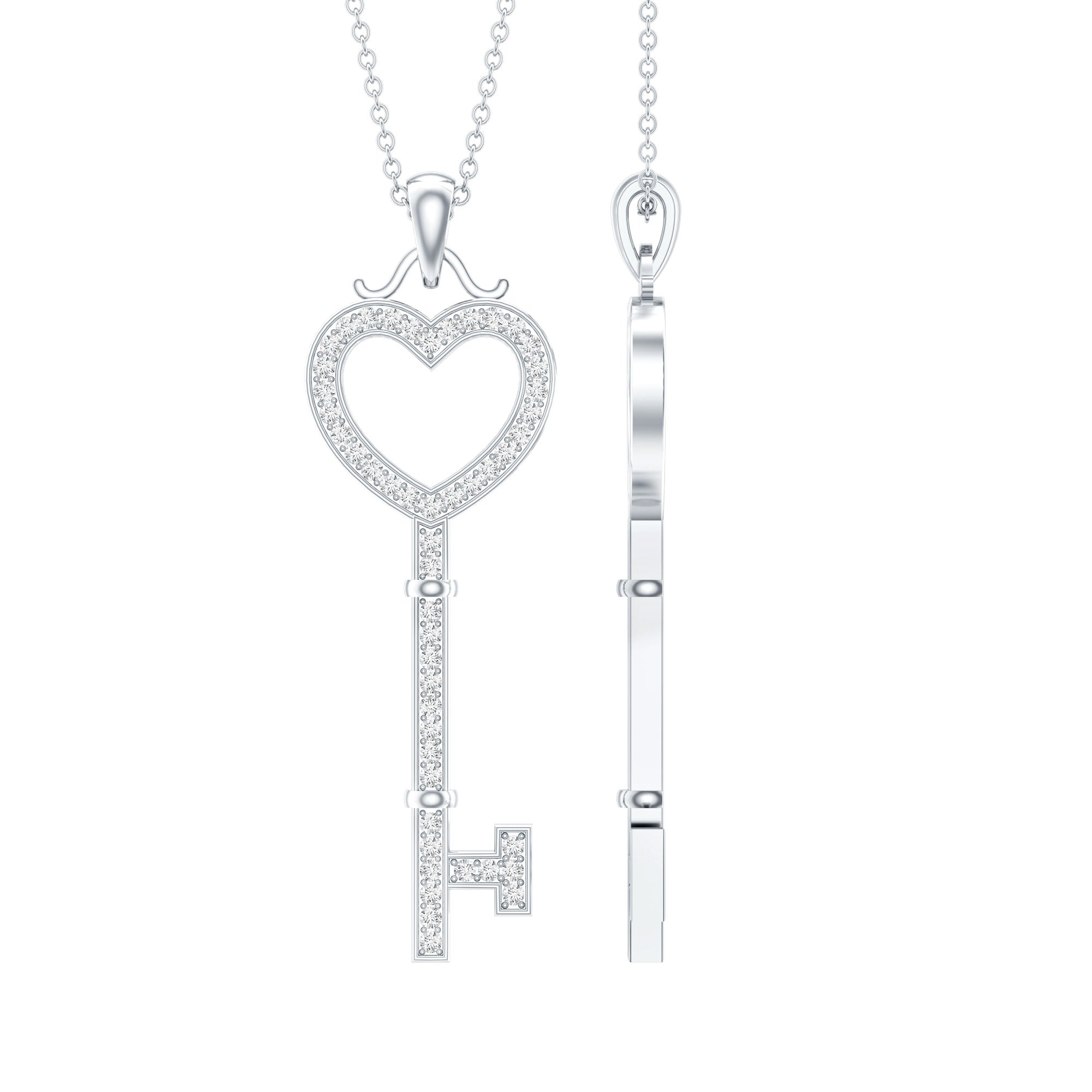 Lab Grown Diamond Key To My Heart Pendant Necklace Lab - ( EF-VS ) - Rosec Jewels