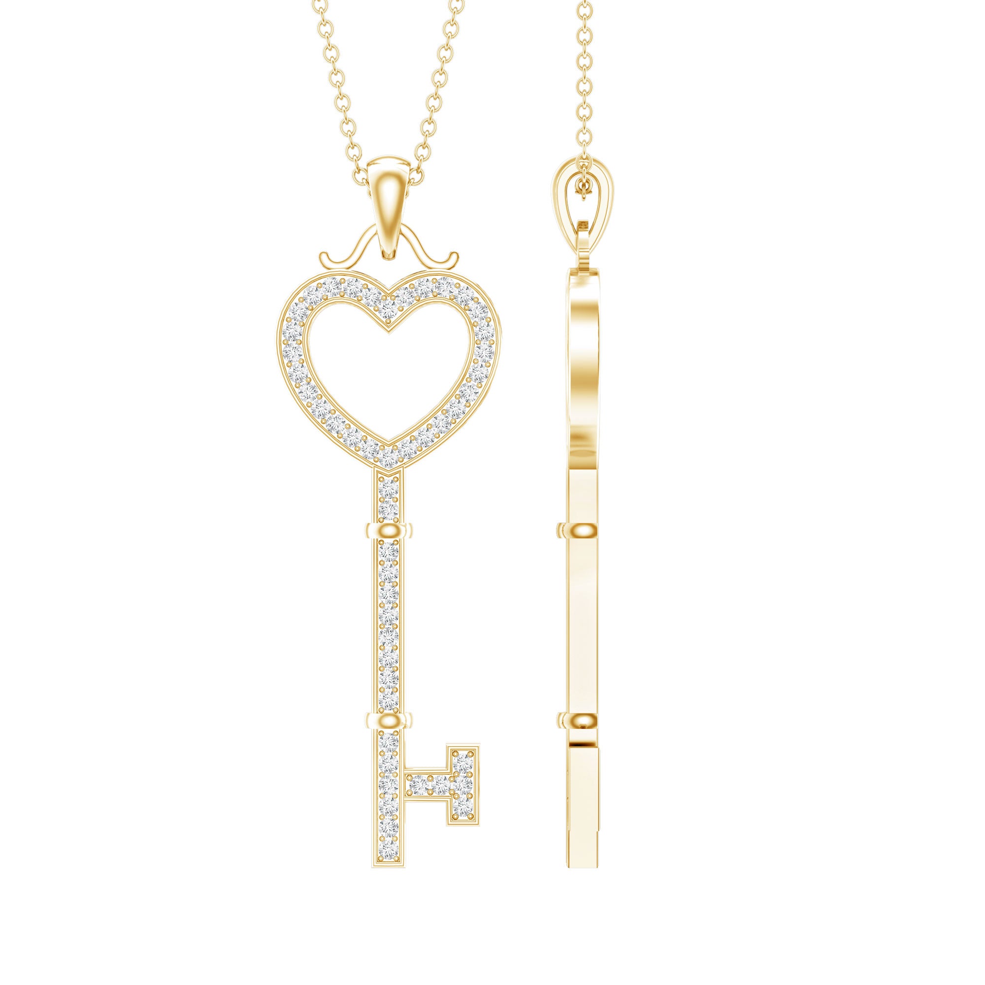 Lab Grown Diamond Key To My Heart Pendant Necklace Lab - ( EF-VS ) - Rosec Jewels