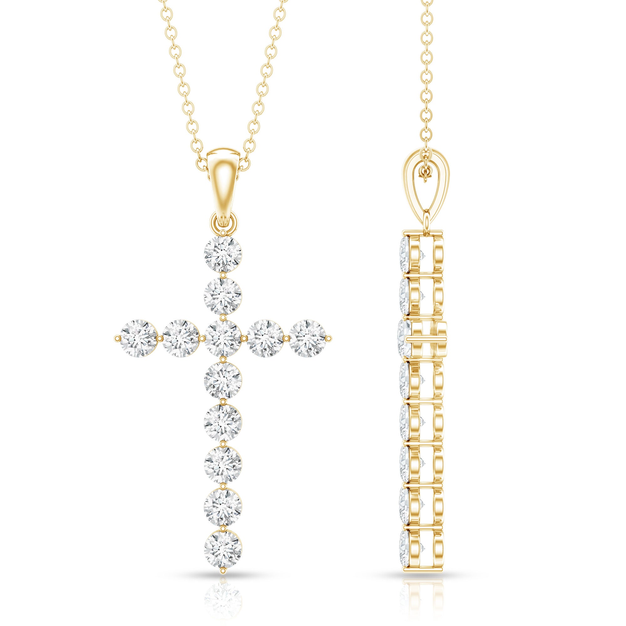 Certified Lab Grown Diamond Christian Cross Pendant Lab - ( EF-VS ) - Rosec Jewels