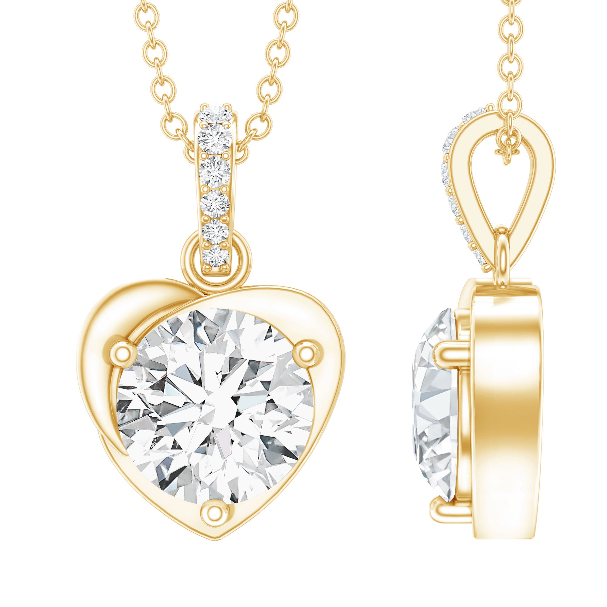 2 Carat Lab Grown Diamond Solitaire Heart Locket for Women Lab - ( EF-VS ) - Rosec Jewels