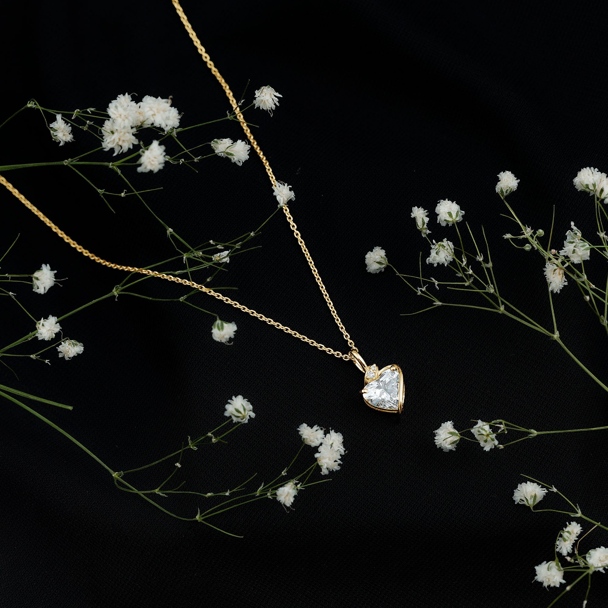 8 MM Lab Grown Diamond Heart Solitaire Necklace Lab - ( EF-VS ) - Rosec Jewels