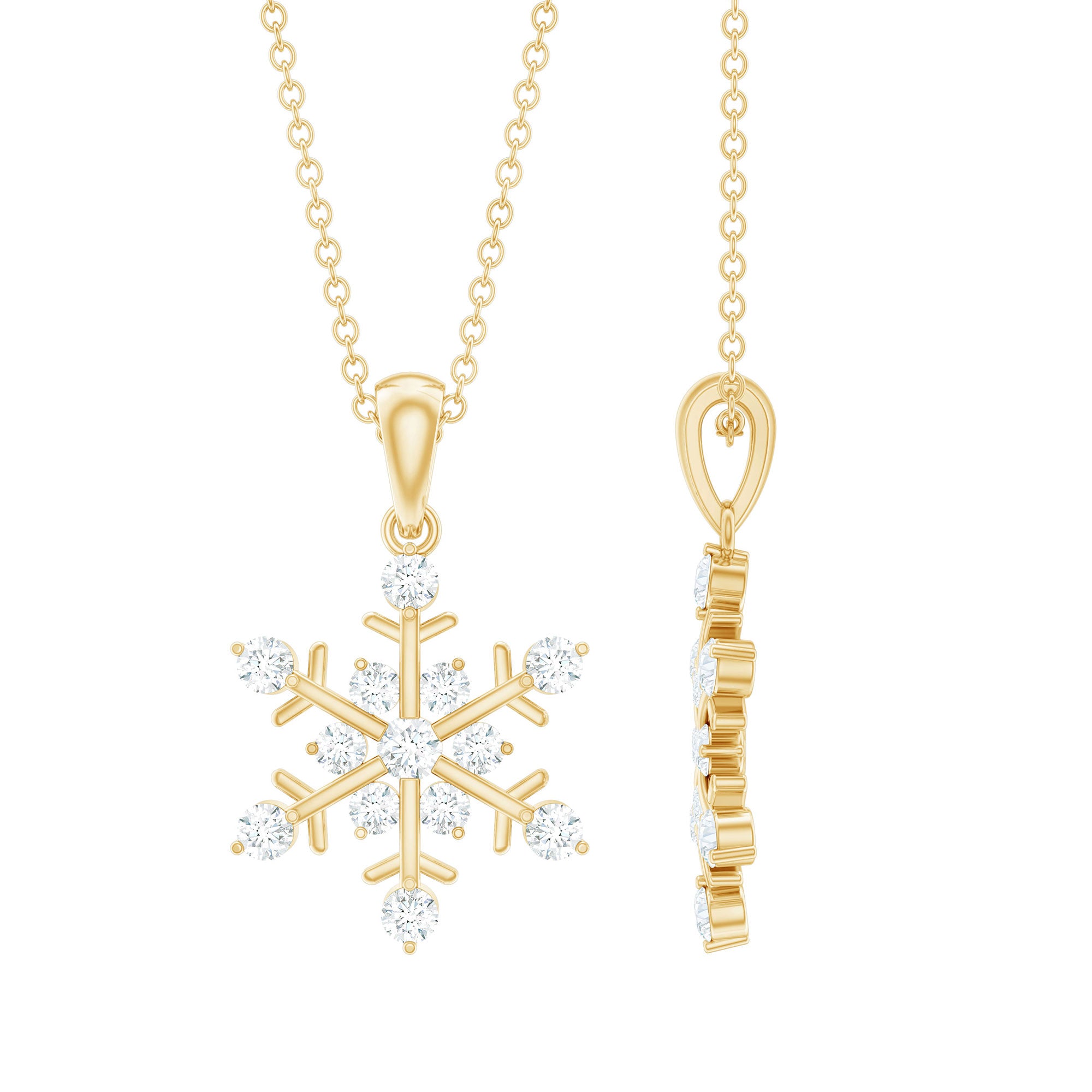 Rosec Jewels-Lab Grown Diamond Christmas Snowflake Necklace