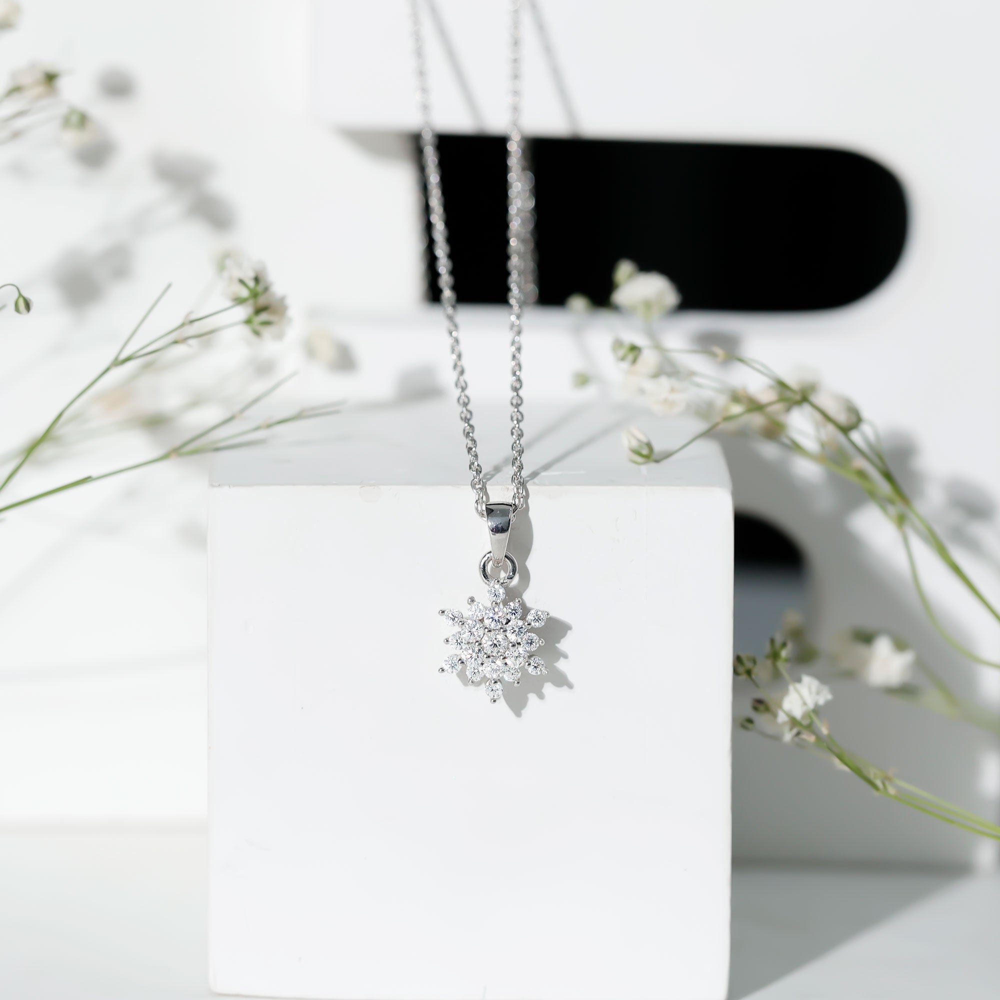 Certified Lab Grown Diamond Snowflake Necklace For Women Lab - ( EF-VS ) - Rosec Jewels
