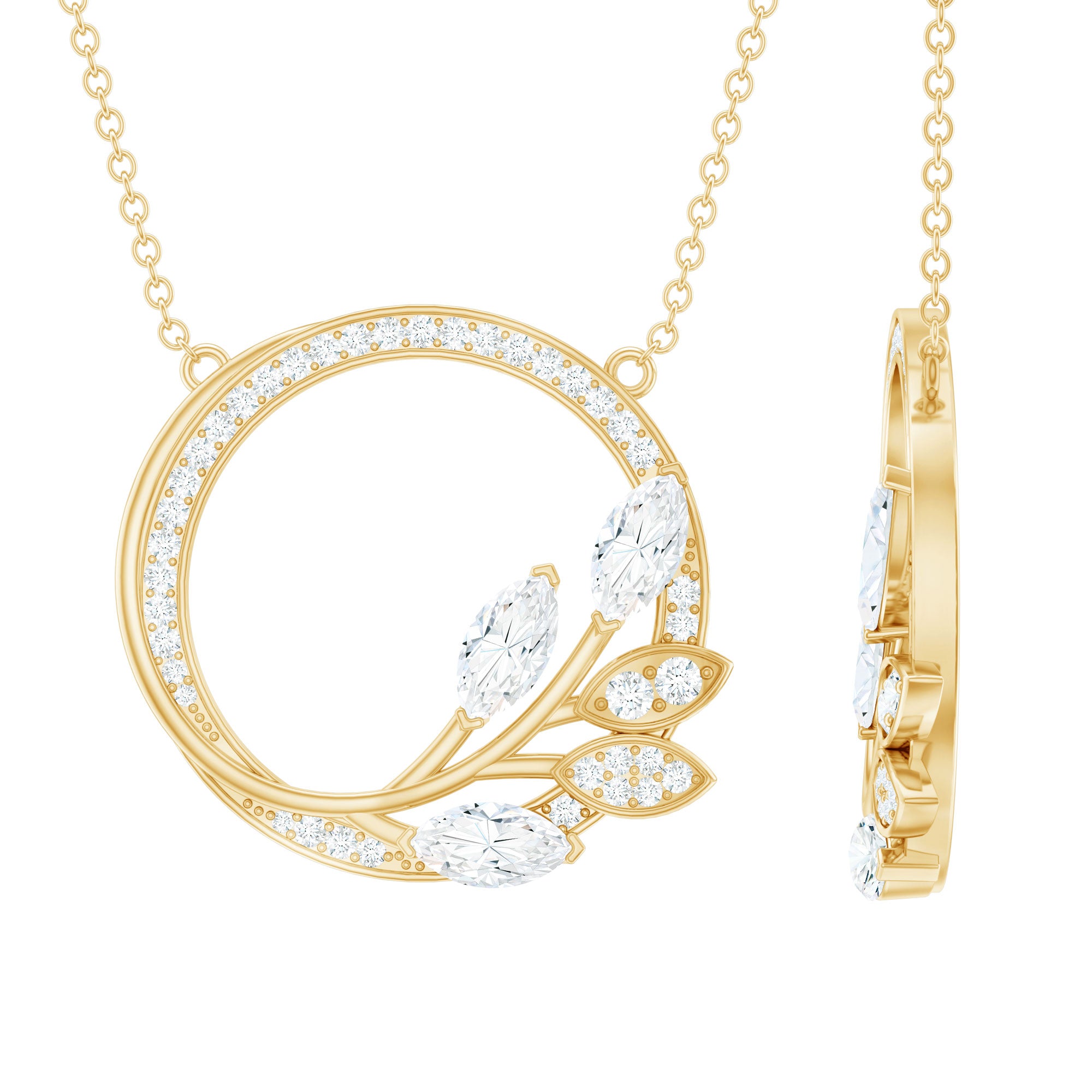 Nature Inspired Lab Grown Diamond Eternity Necklace Lab - ( EF-VS ) - Rosec Jewels