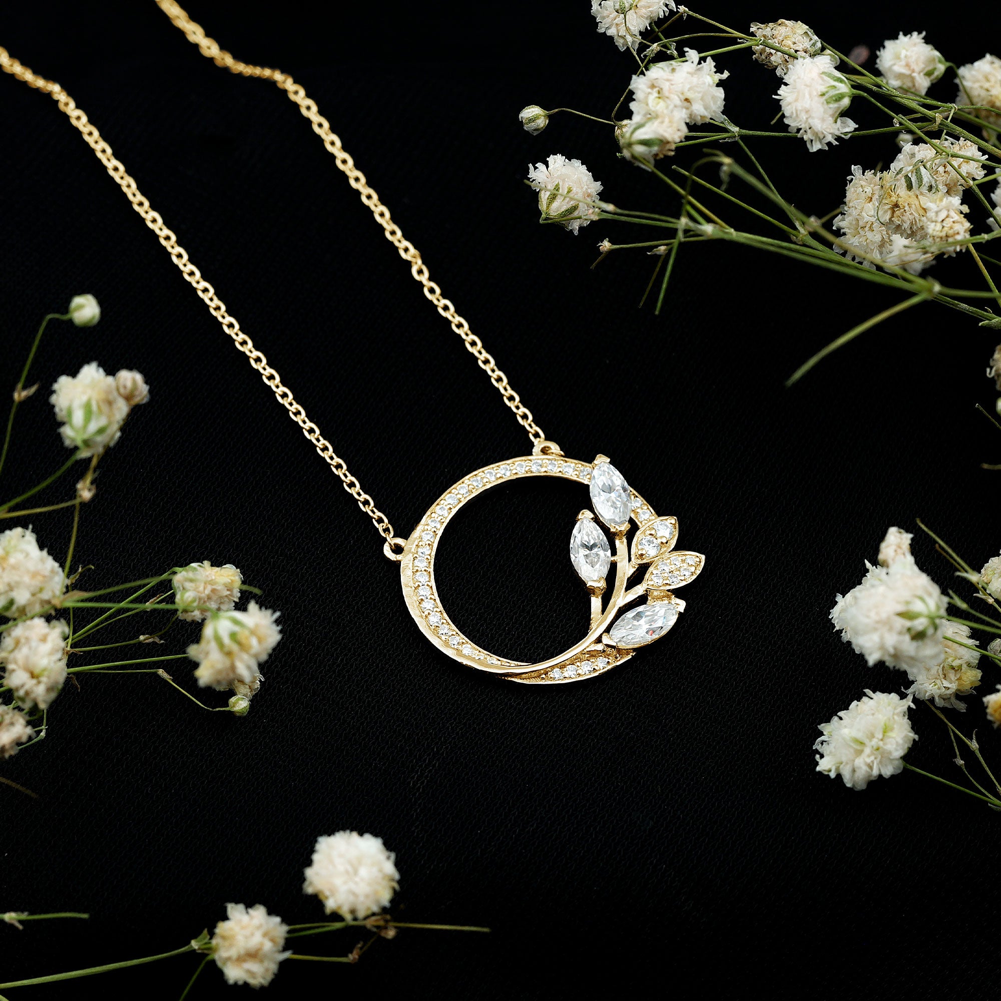 Nature Inspired Lab Grown Diamond Eternity Necklace Lab - ( EF-VS ) - Rosec Jewels