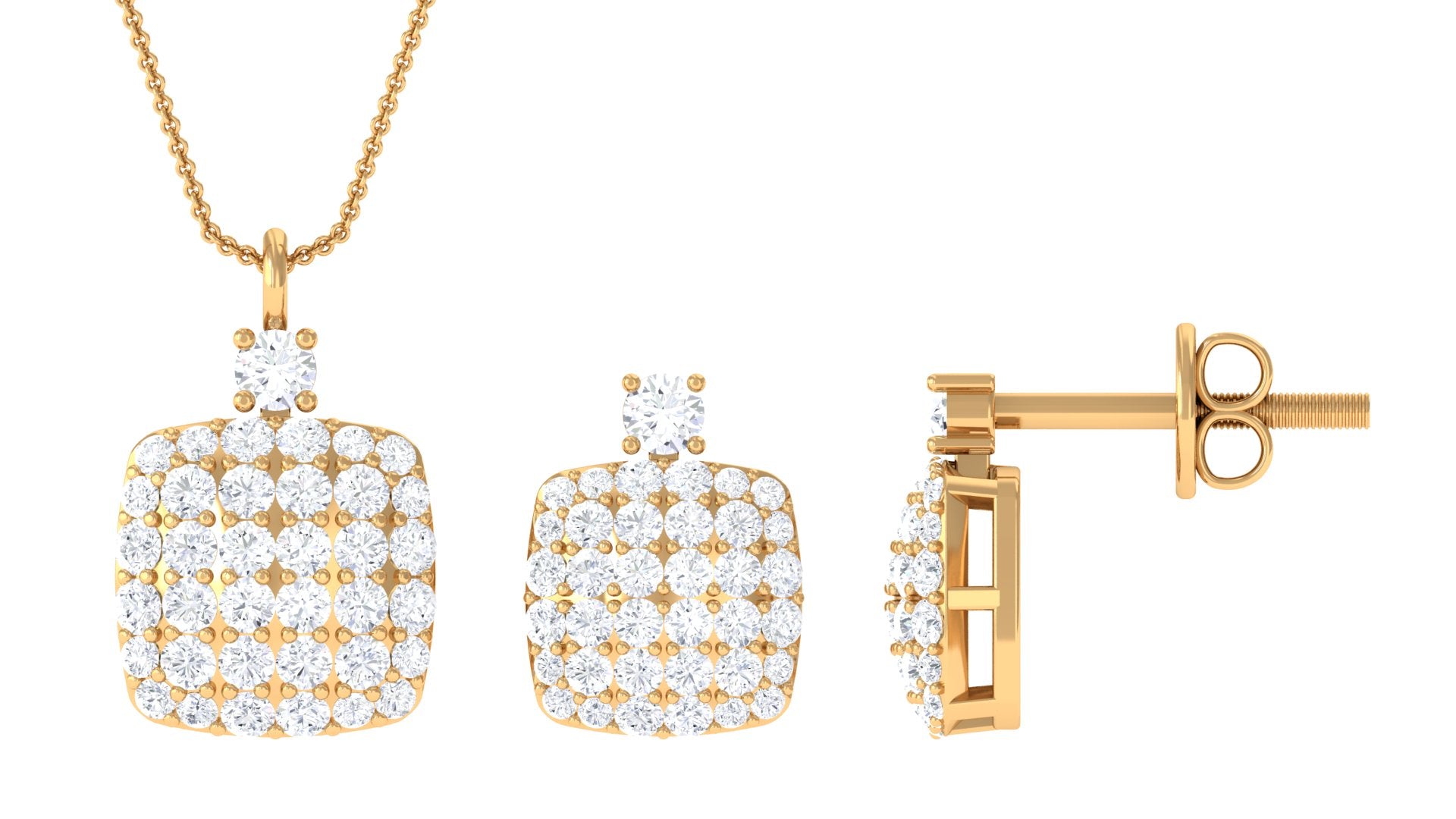Certified Lab Grown Diamond Bridal Necklace Earring Set Lab - ( EF-VS ) - Rosec Jewels