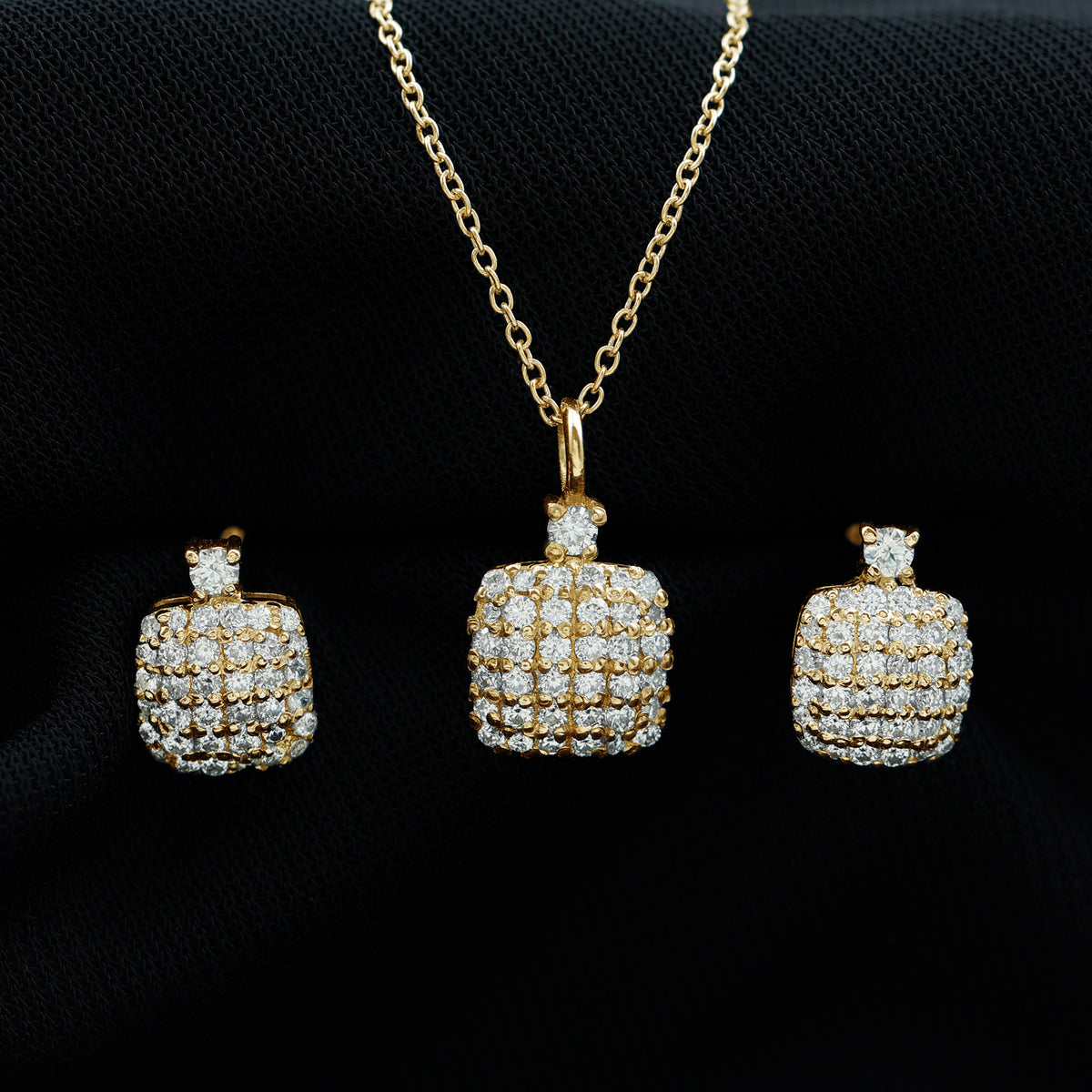 Certified Lab Grown Diamond Bridal Necklace Earring Set Lab - ( EF-VS ) - Rosec Jewels