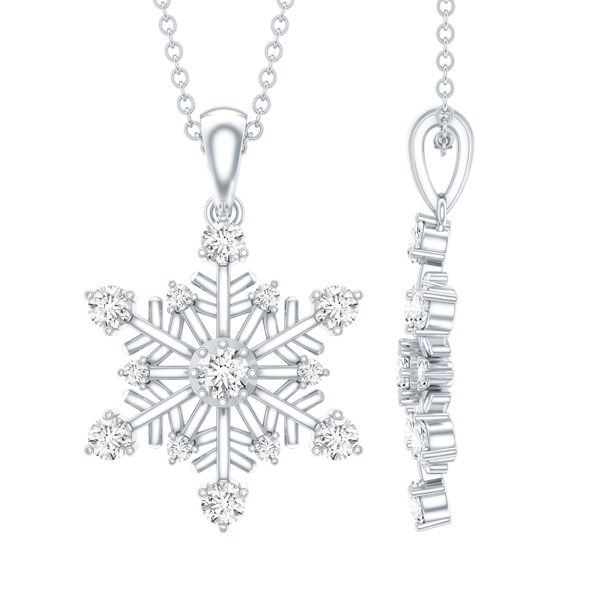 Lab Grown Diamond Snowflake Winter Necklace for Her
