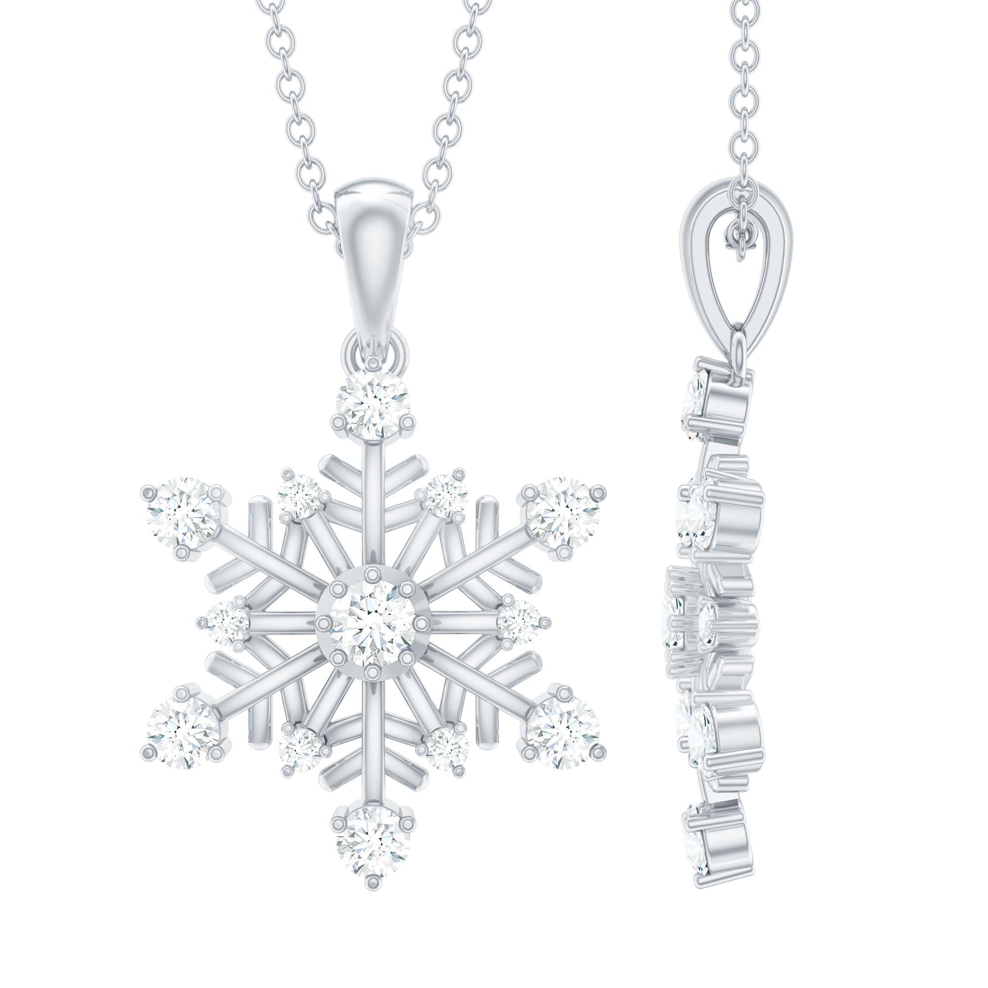 Rosec Jewels-Lab Grown Diamond Snowflake Winter Necklace for Her