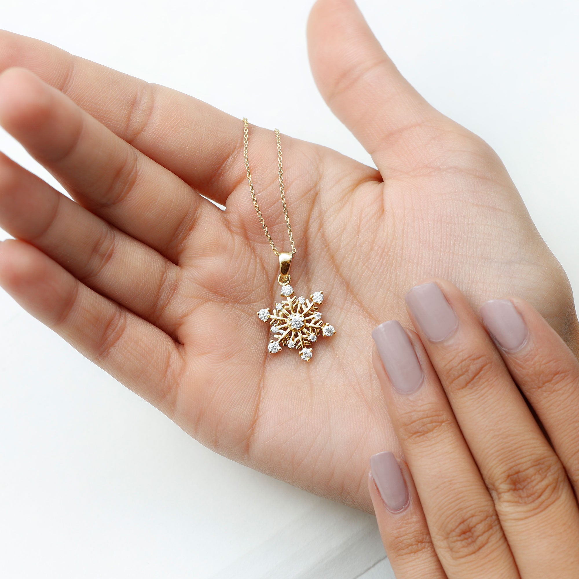 Rosec Jewels-Lab Grown Diamond Snowflake Winter Necklace for Her