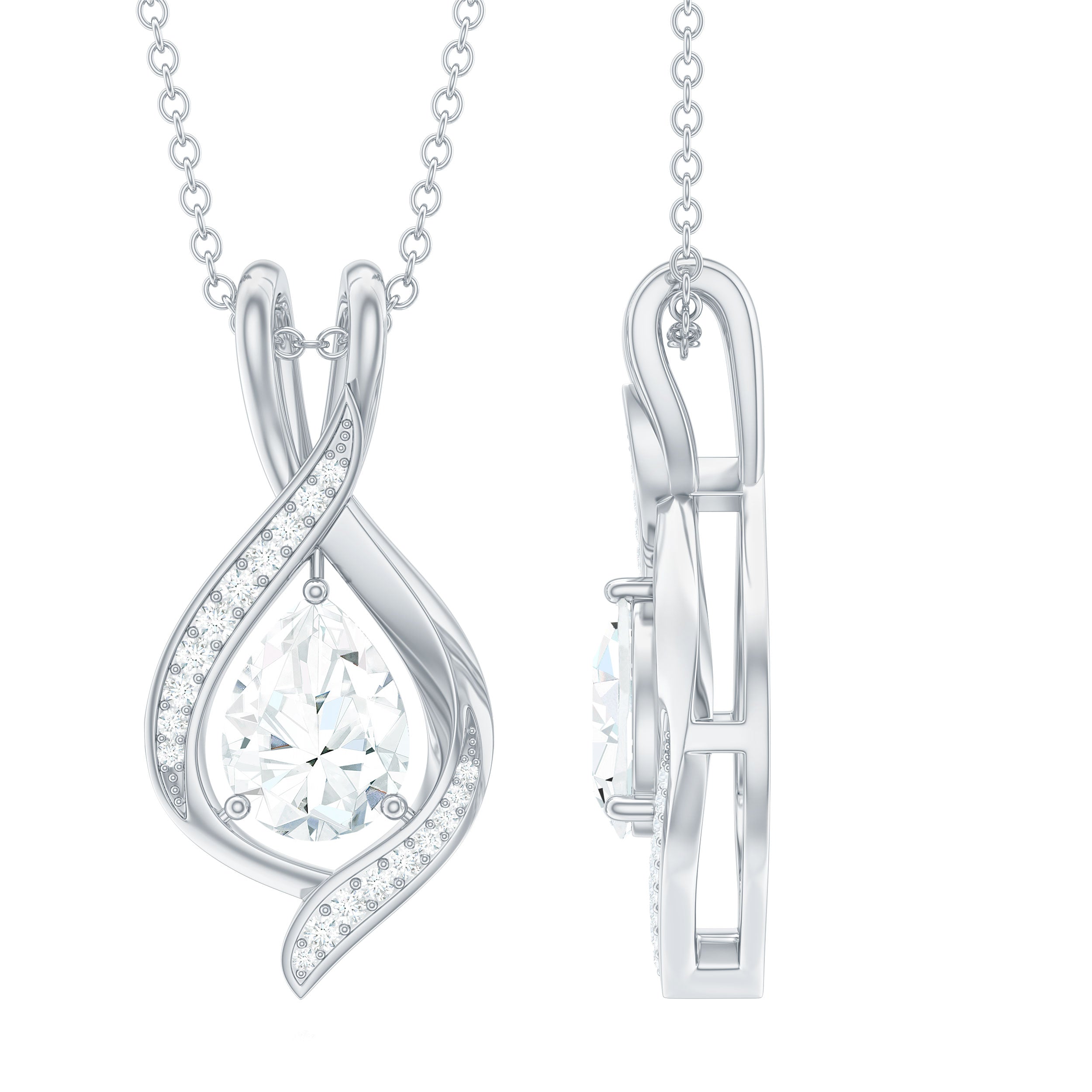 Lab Grown Diamond Teardrop Bridal Wedding Necklace
