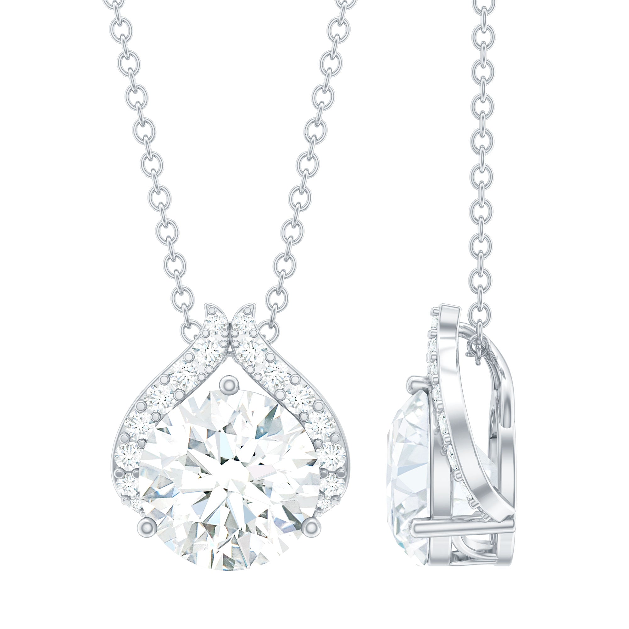 Certified 2 CT Moissanite Wedding Necklace with Chain
