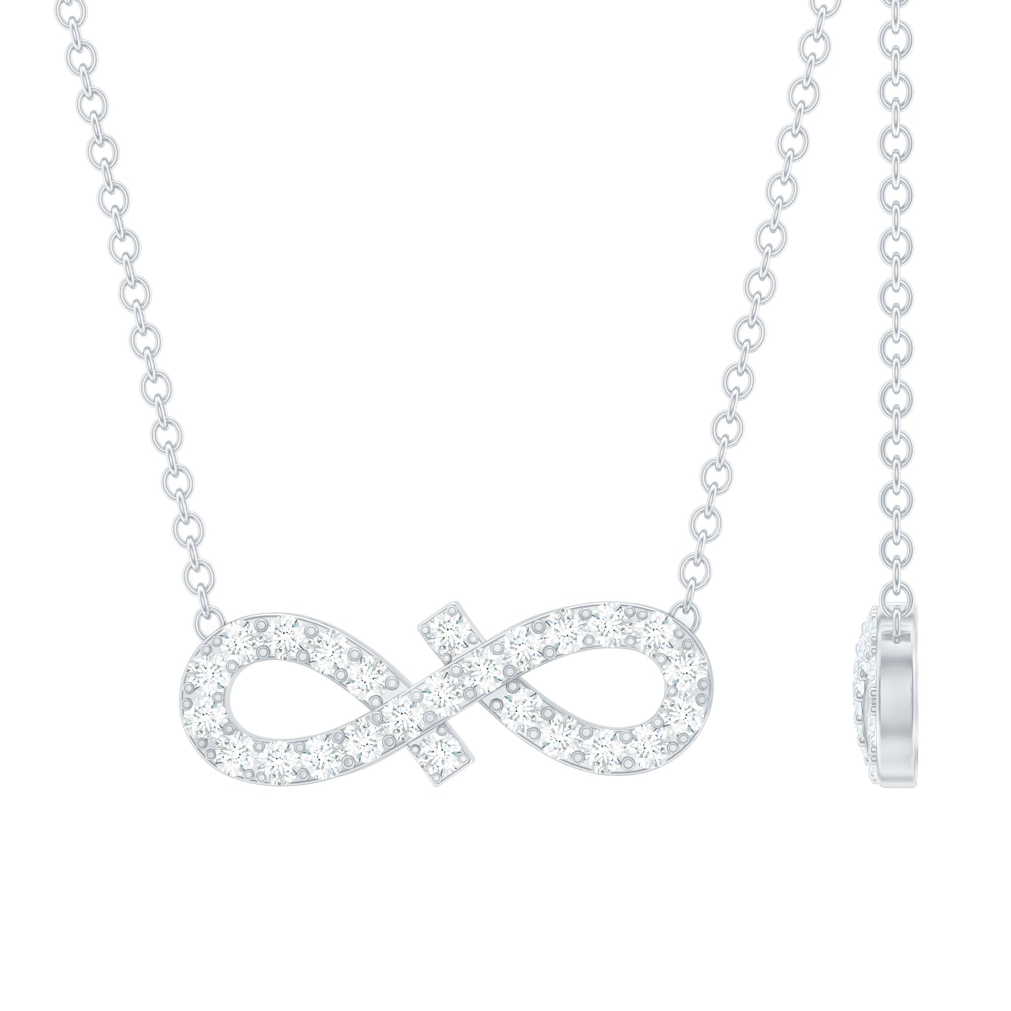 Moissanite Infinity Stackable Necklace in14K Gold Plated Silver