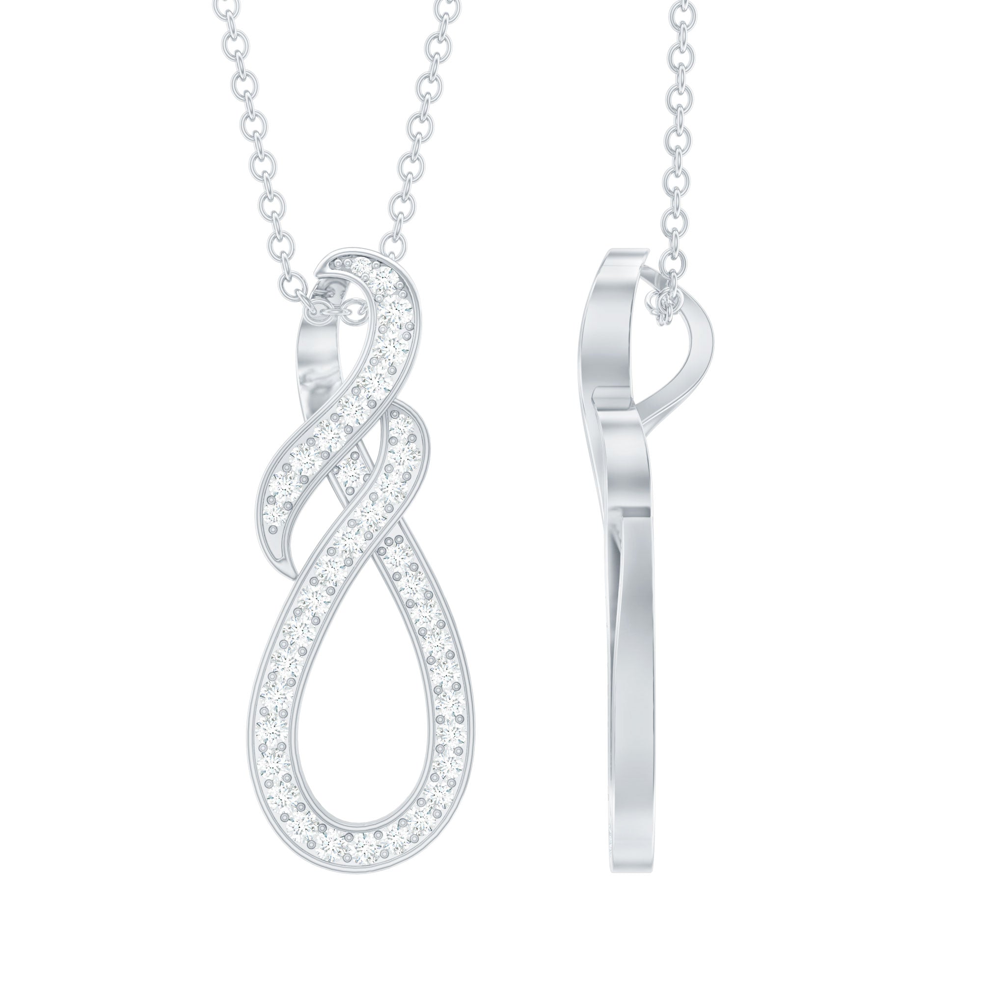 Certified Moissanite Infinity Pendant Necklace with Silver Chain