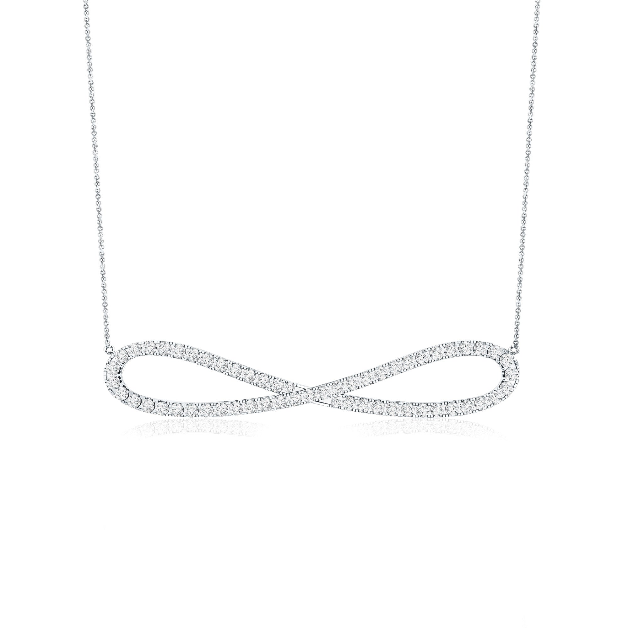 Diamond Sideway Infinity Pendant Necklace Natural - ( HI-SI ) - Rosec Jewels