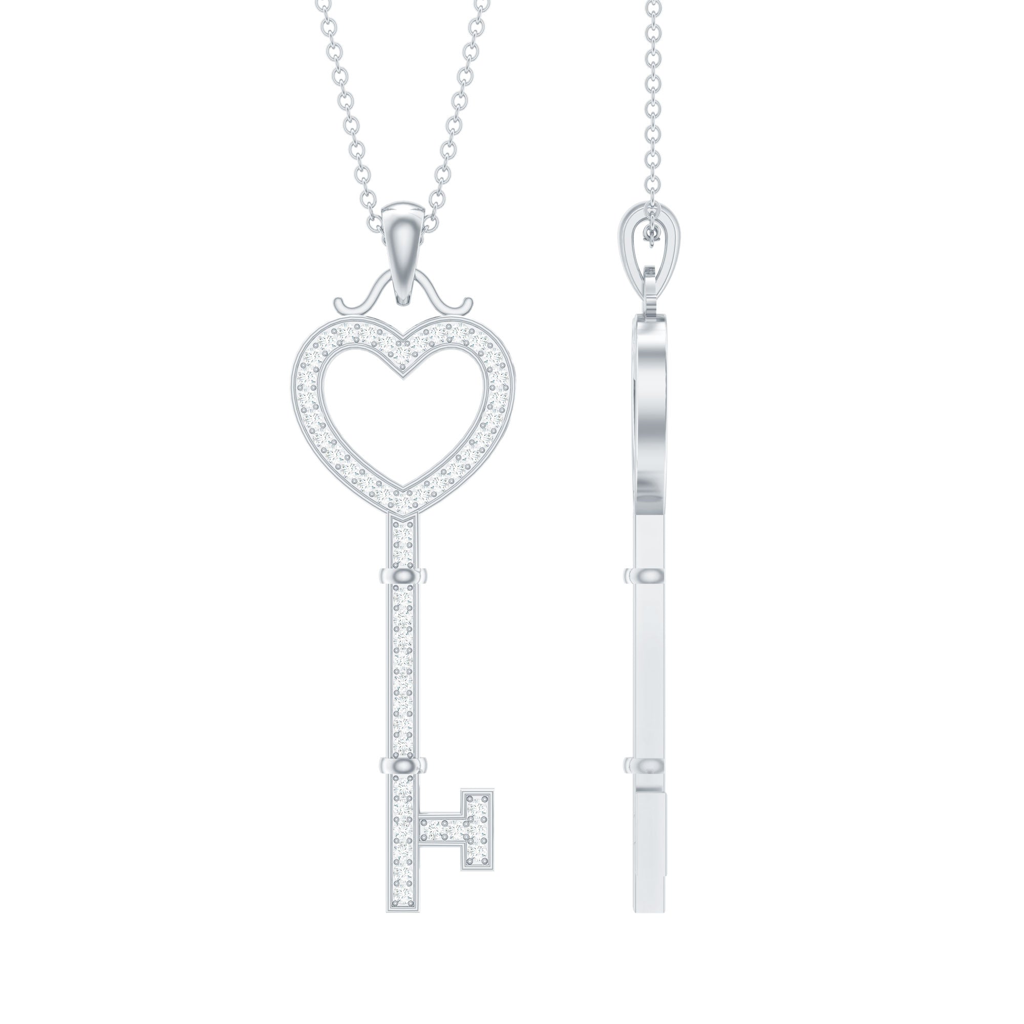 Certified Moissanite Key to My Heart Necklace