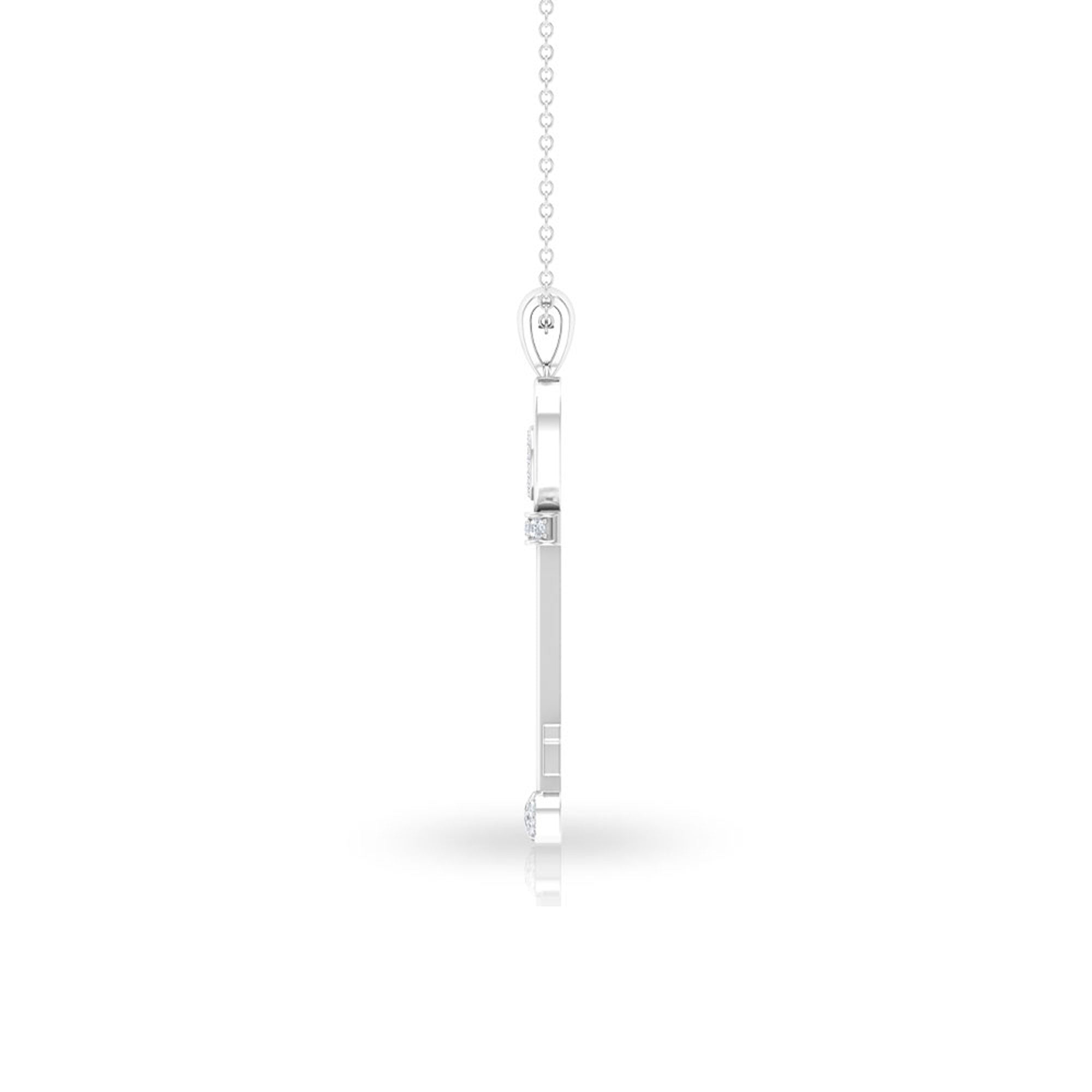 Vintage Style Diamond Key Necklace For Women Natural - ( HI-SI ) - Rosec Jewels