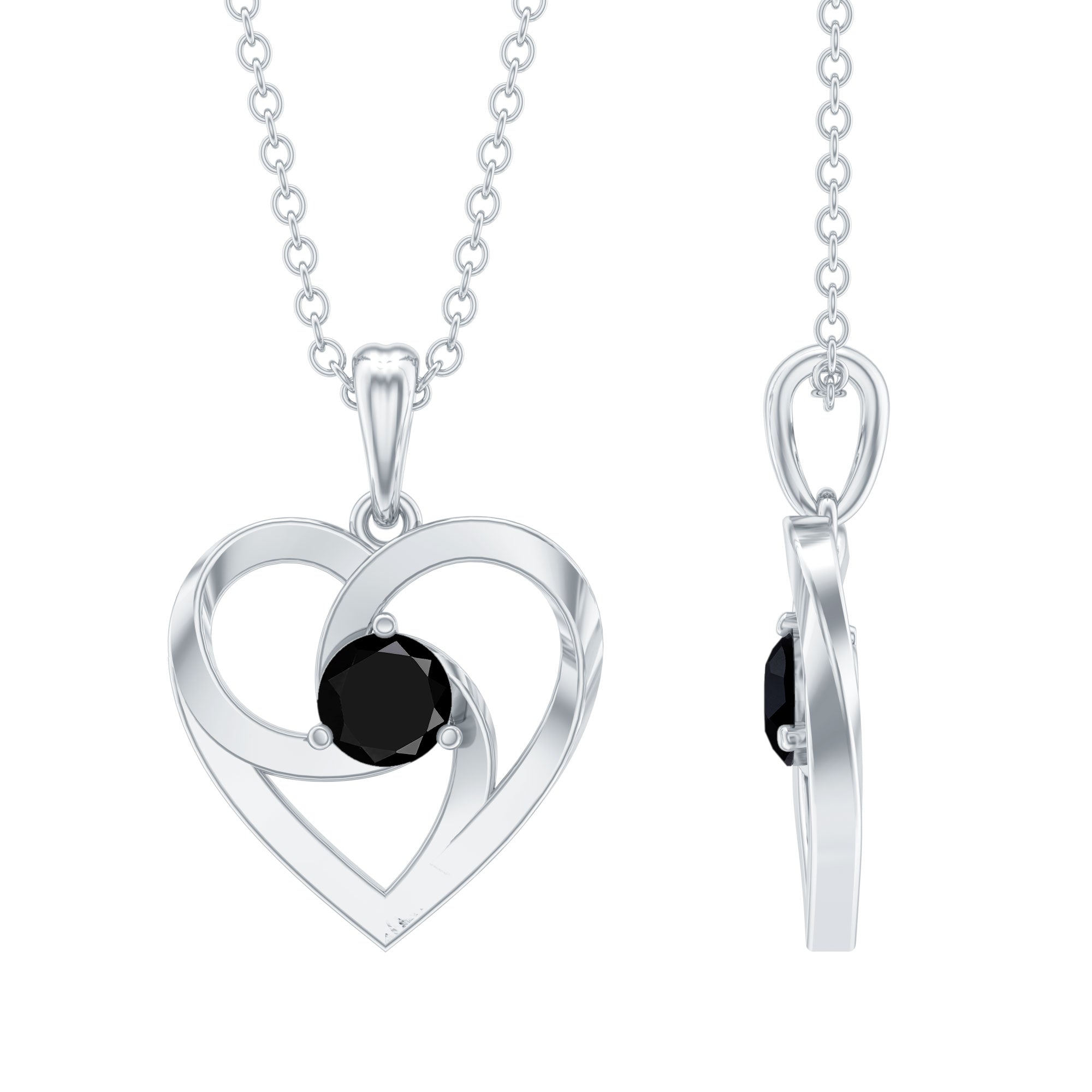 Minimal Black Onyx Gold Heart Necklace For Women