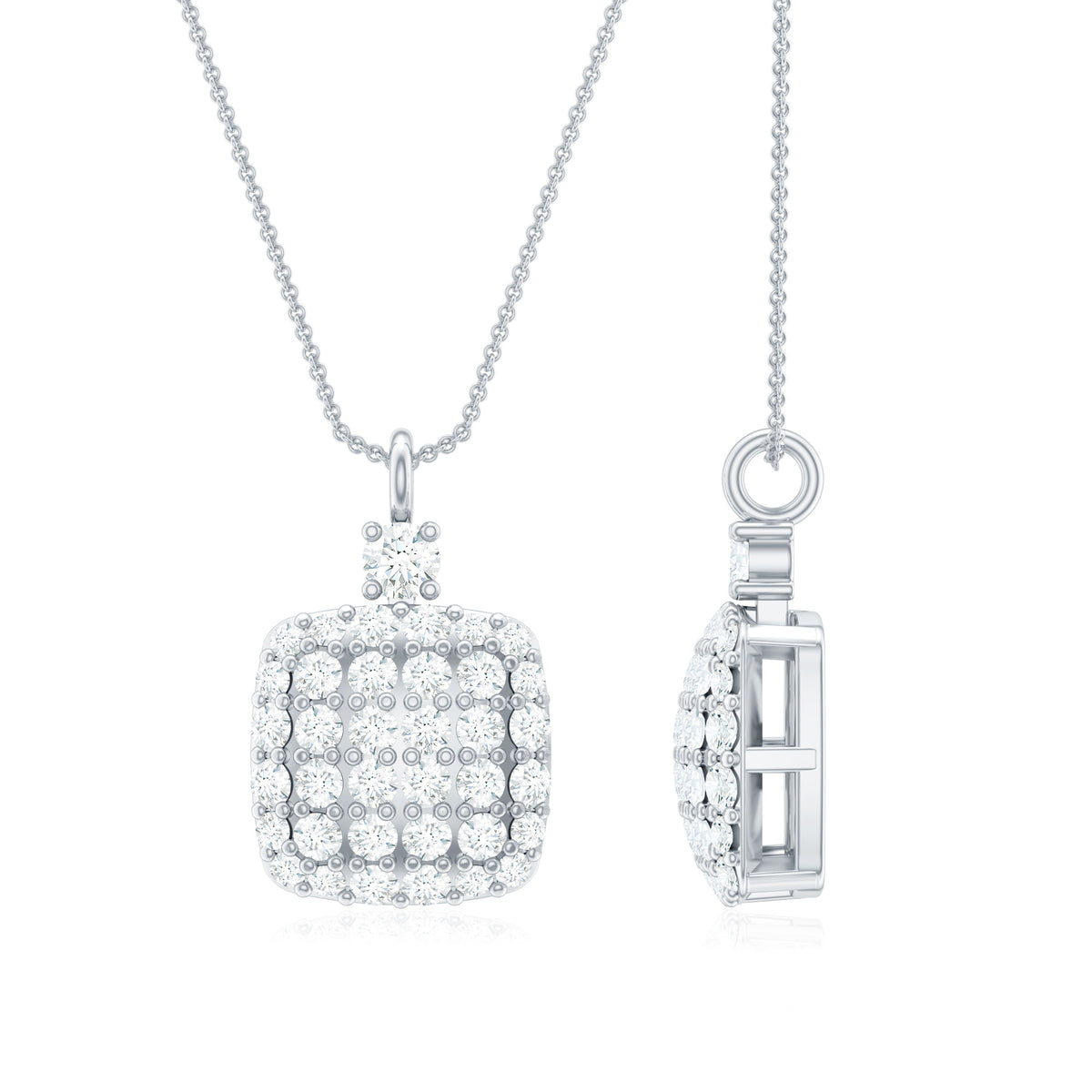 Certified Brilliant Cut Diamond Pendant Necklace Natural - ( HI-SI ) - Rosec Jewels