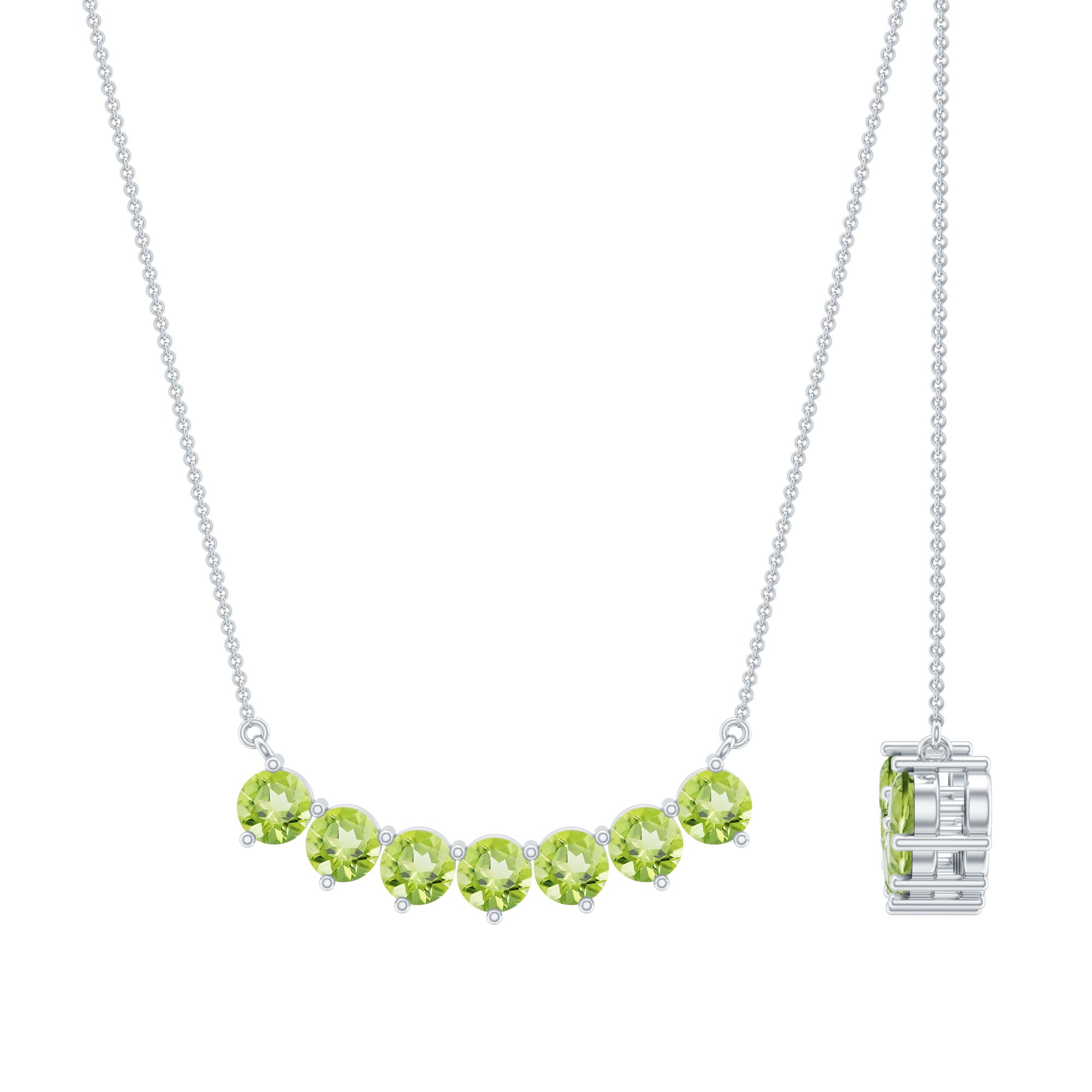 Seven Stone Peridot Bar Necklace