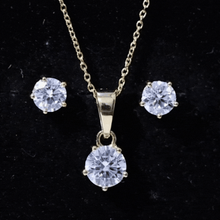 2 CT Round Shape Moissanite Solitaire Jewelry Set D-VS1 - Rosec Jewels