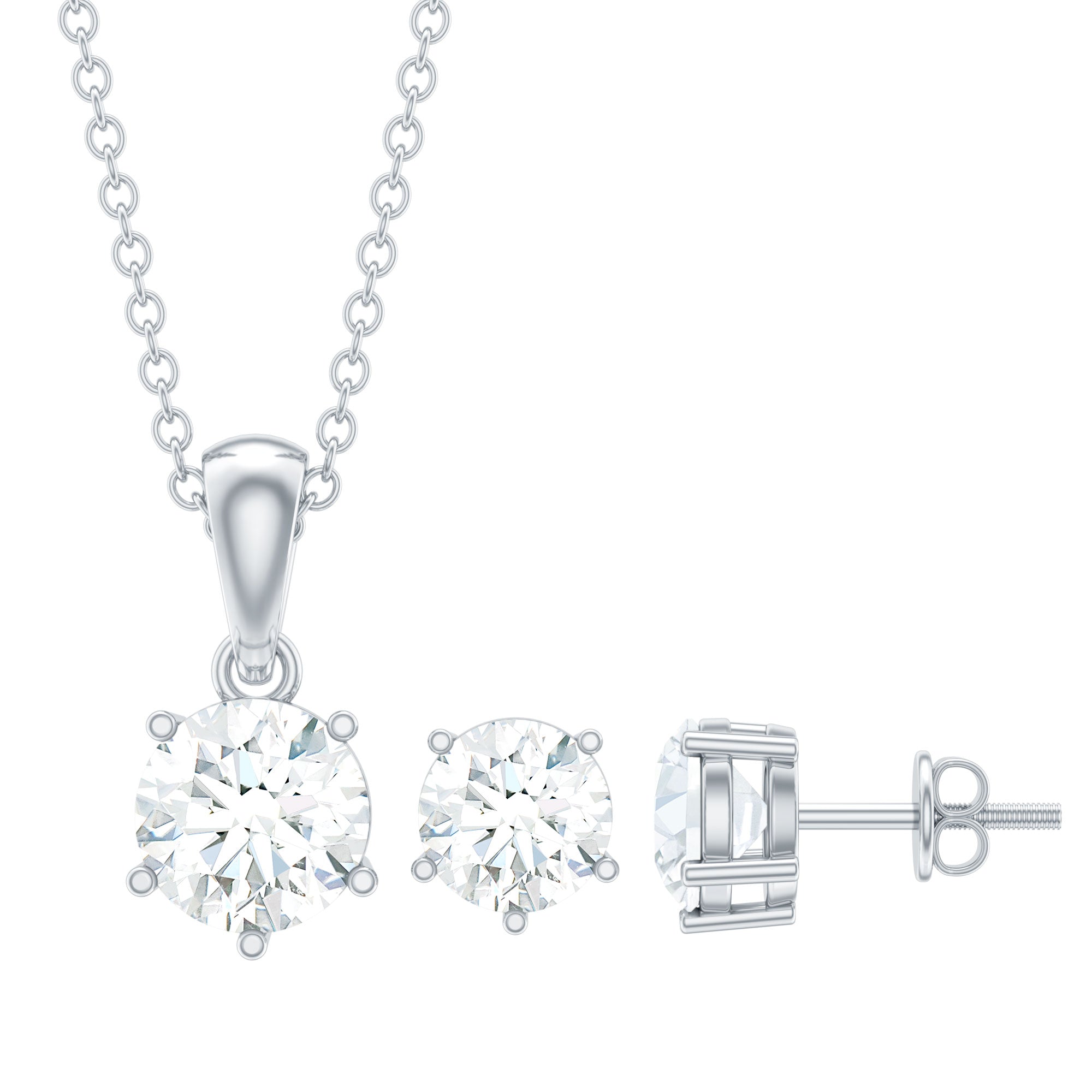 2 CT Solitaire Jewelry Set with Round Shape Moissanite