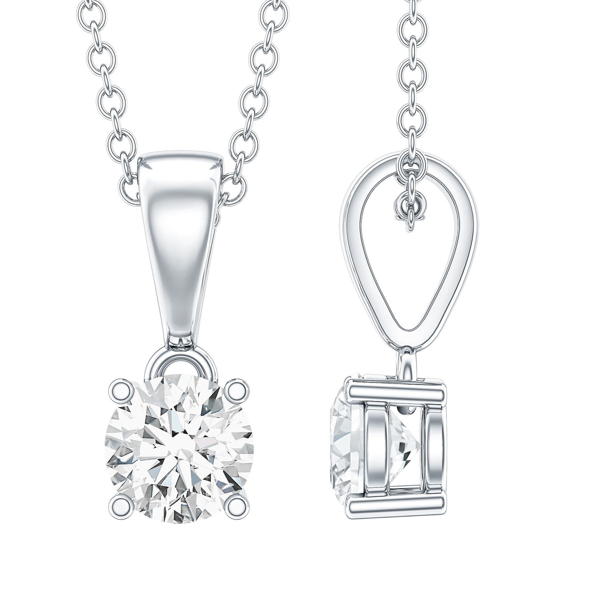 Round 0.4 Carat Brilliant Cut Lab Diamond Solitaire Necklace for Women Lab - ( EF-VS ) - Rosec Jewels