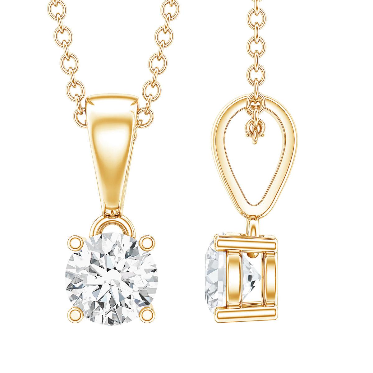 Round 0.4 Carat Brilliant Cut Lab Diamond Solitaire Necklace for Women Lab - ( EF-VS ) - Rosec Jewels