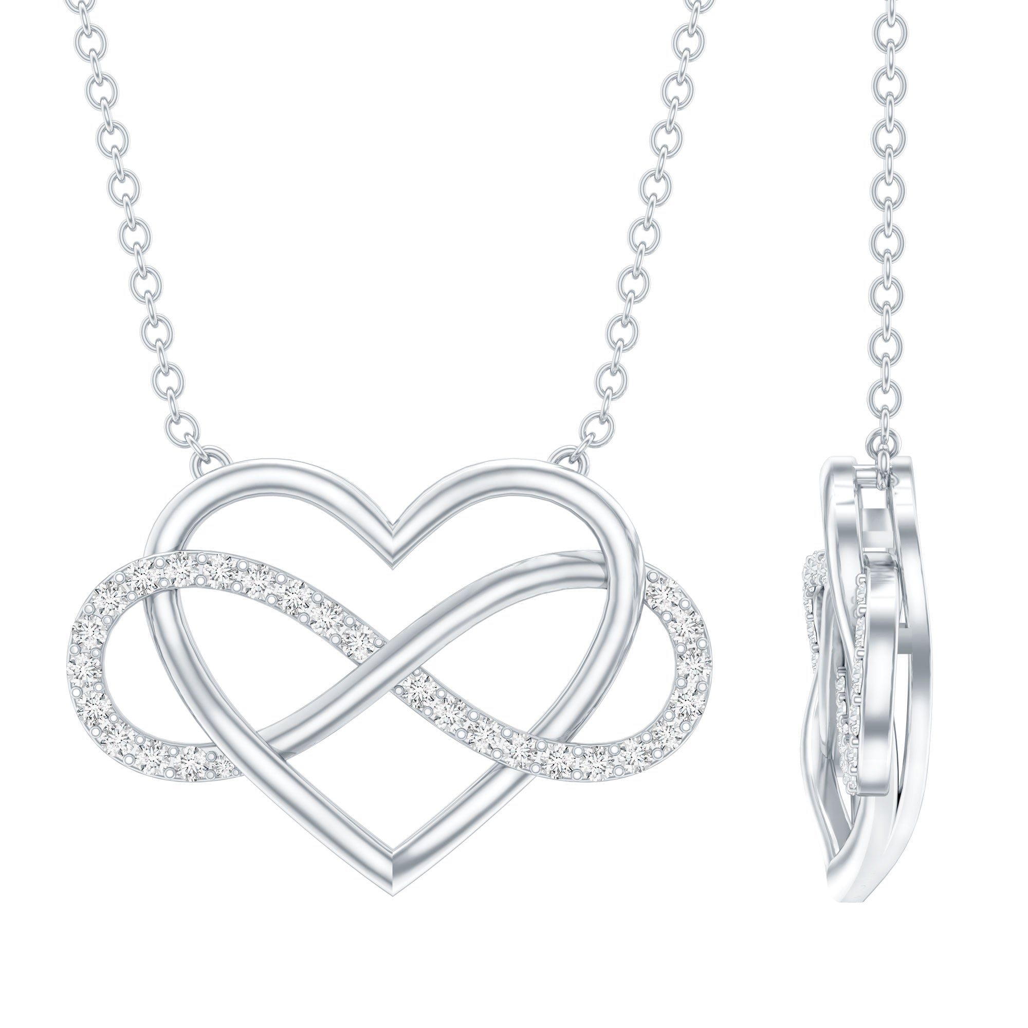 Certified Diamond Infinity Heart Necklace Natural - ( HI-SI ) - Rosec Jewels