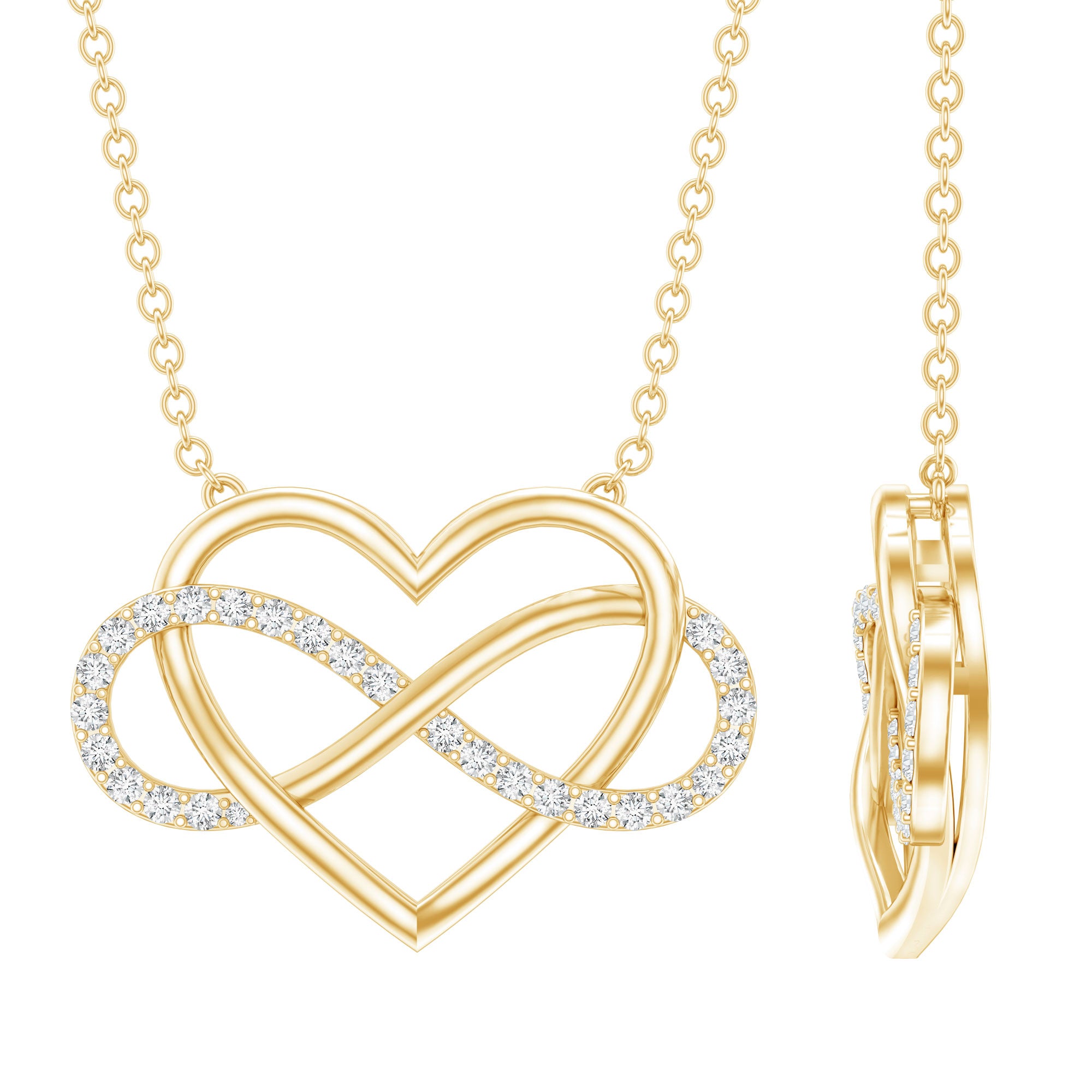 Certified Diamond Infinity Heart Necklace Natural - ( HI-SI ) - Rosec Jewels