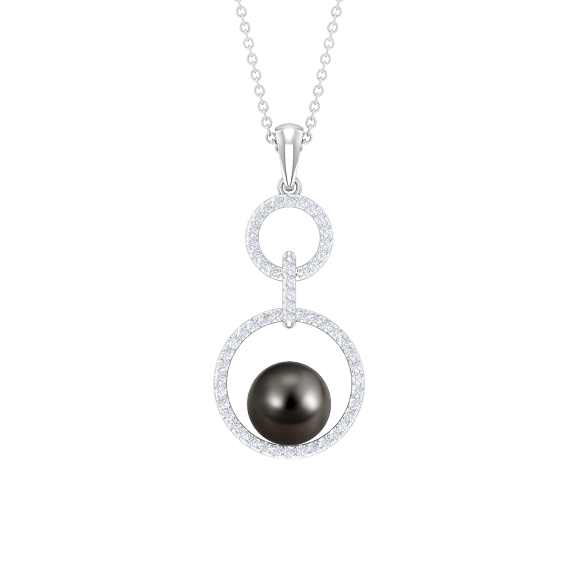 Tahitian Pearl and Diamond Eternity Dangle Pendant