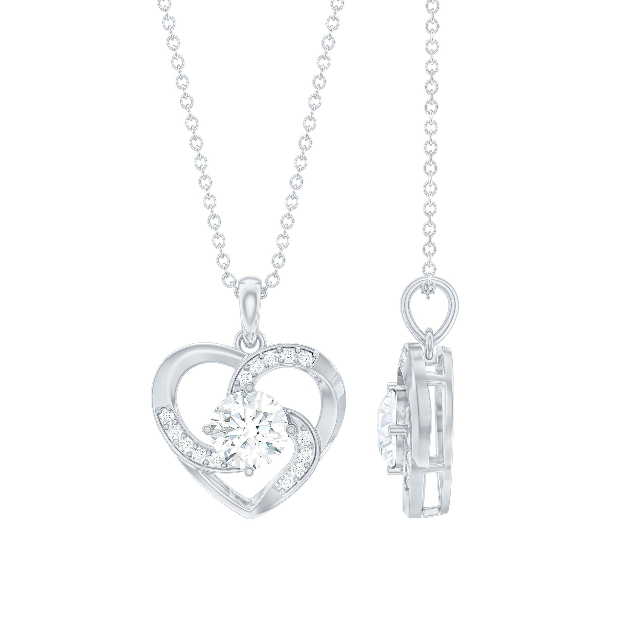 Certified Lab Grown Diamond Solitaire Heart Pendant