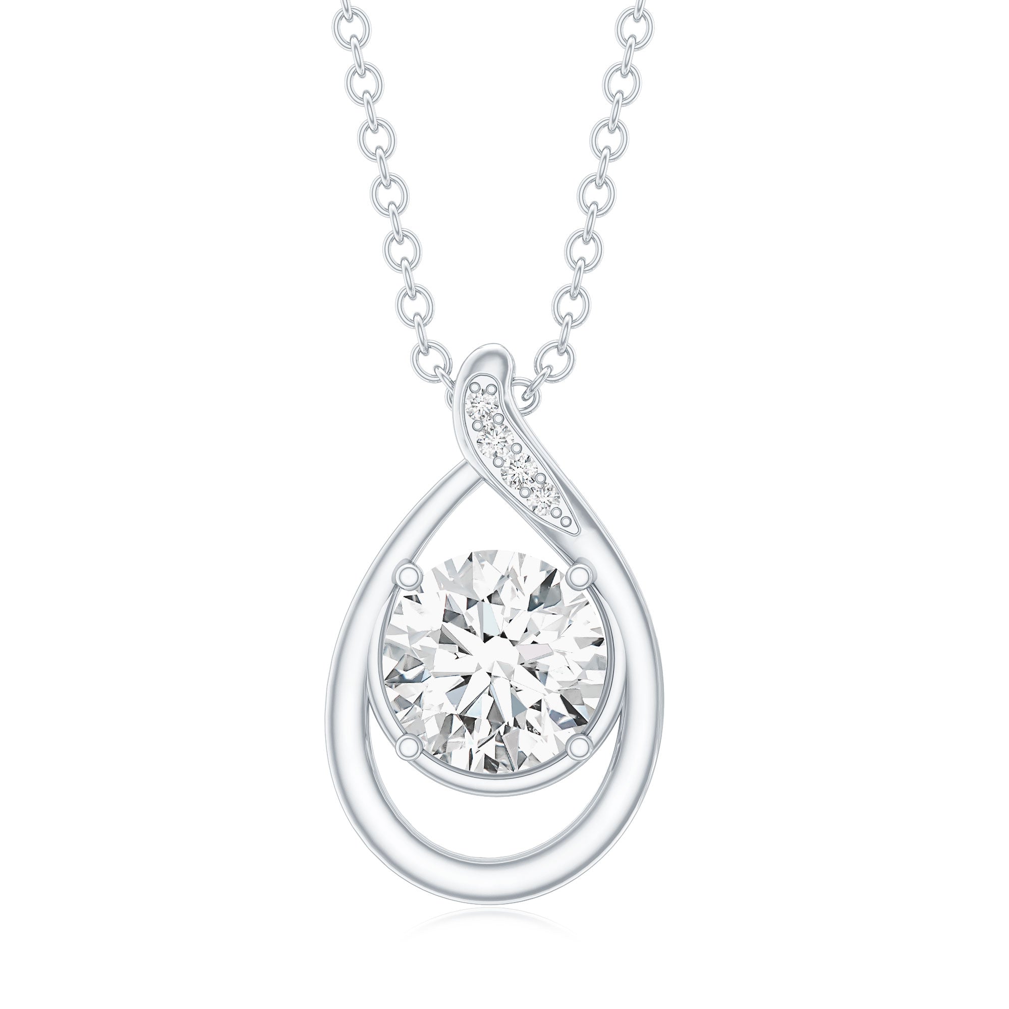 Lab Grown Diamond Teardrop Pendant Necklace Lab - ( EF-VS ) - Rosec Jewels