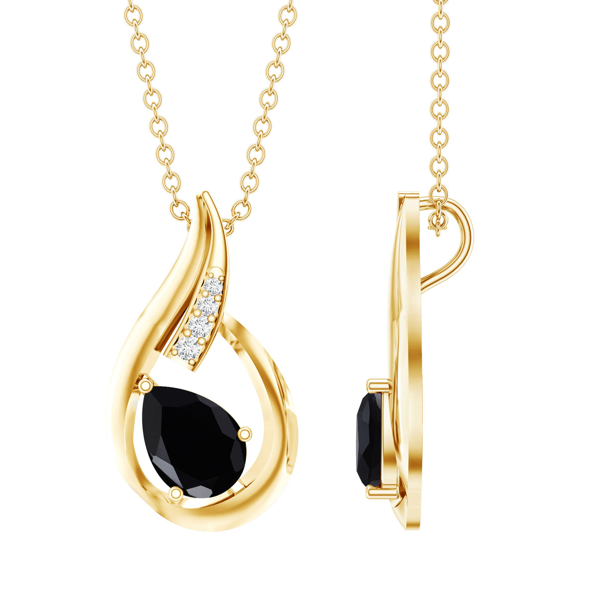 Pear Shape Lab Grown Black Diamond Designer Necklace For Women AAAA ( Synthetic ) - Rosec Jewels