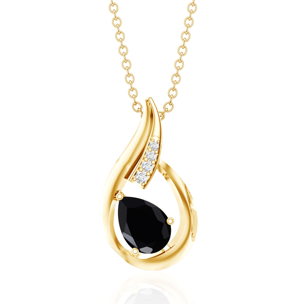 Pear Shape Lab Grown Black Diamond Designer Necklace For Women AAAA ( Synthetic ) - Rosec Jewels