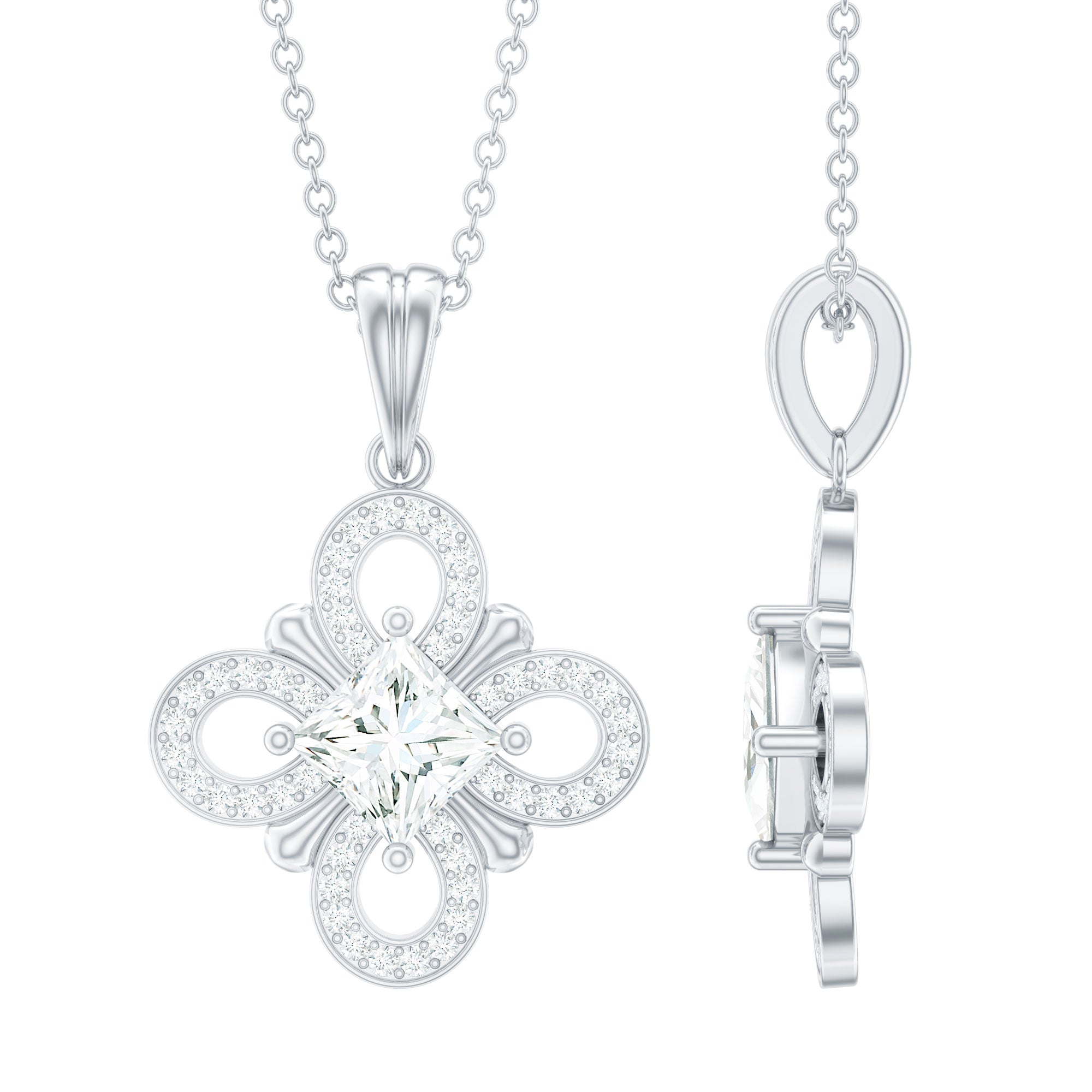 Lab Grown Diamond Vintage Inspired Pendant Necklace