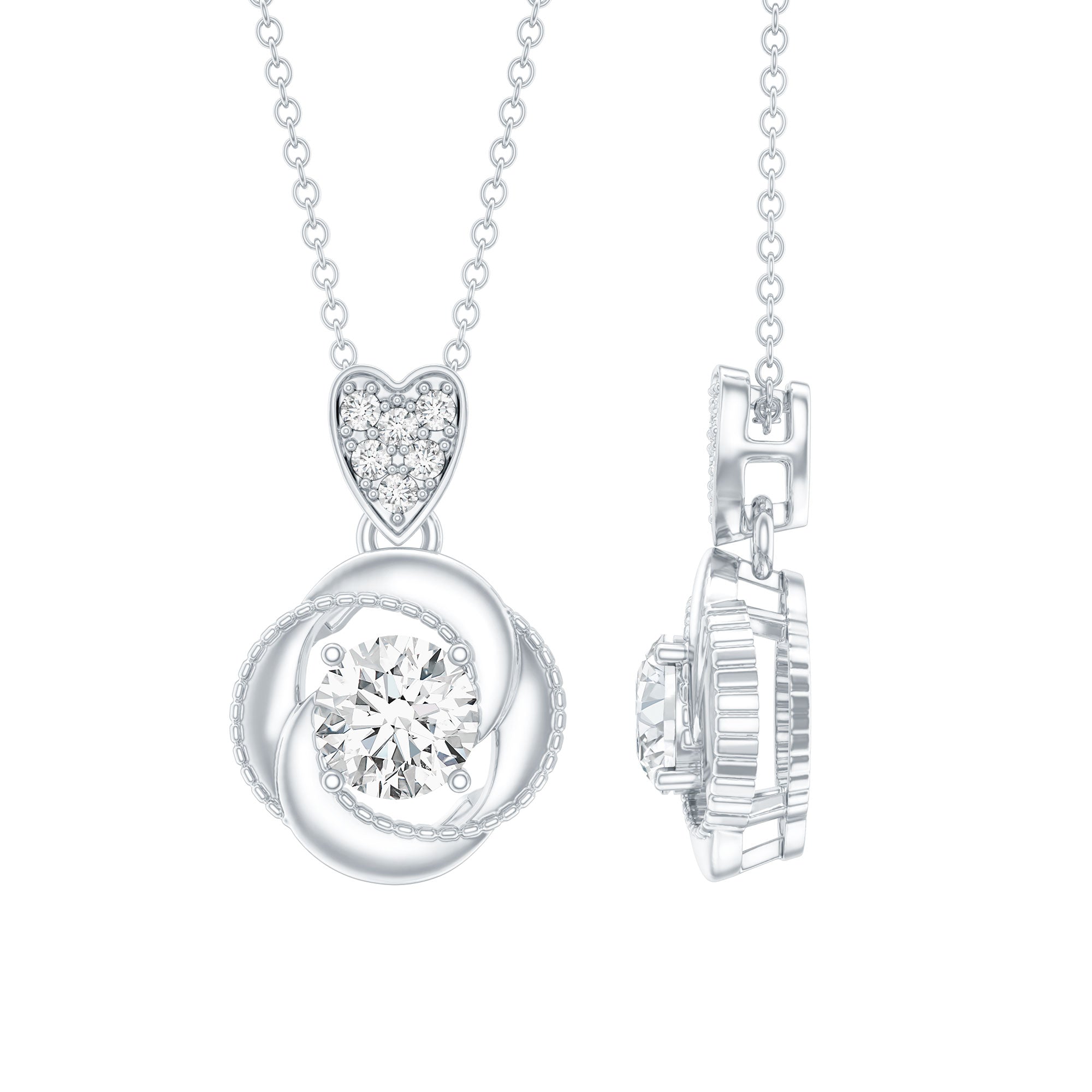 Lab Grown Diamond Swirl Pendant Necklace Lab - ( EF-VS ) - Rosec Jewels