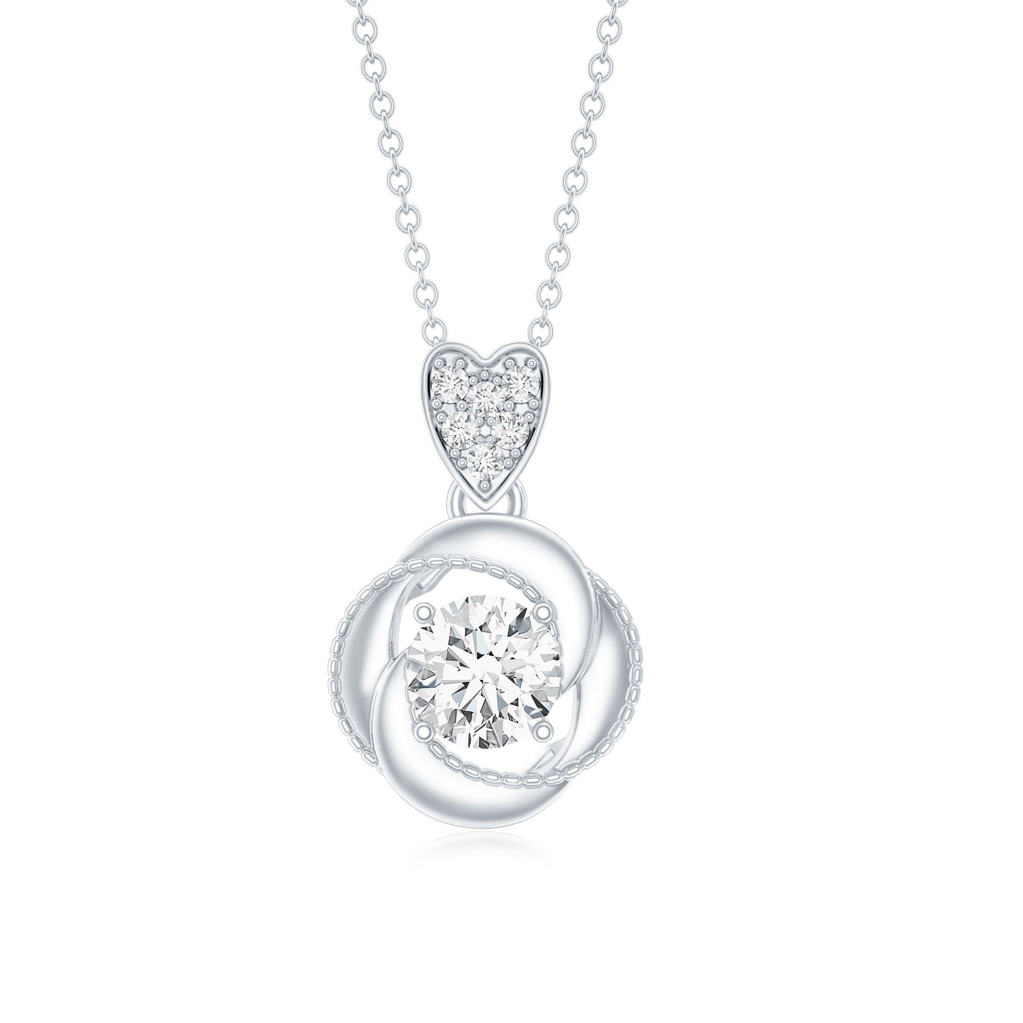 Lab Grown Diamond Swirl Pendant Necklace Lab - ( EF-VS ) - Rosec Jewels