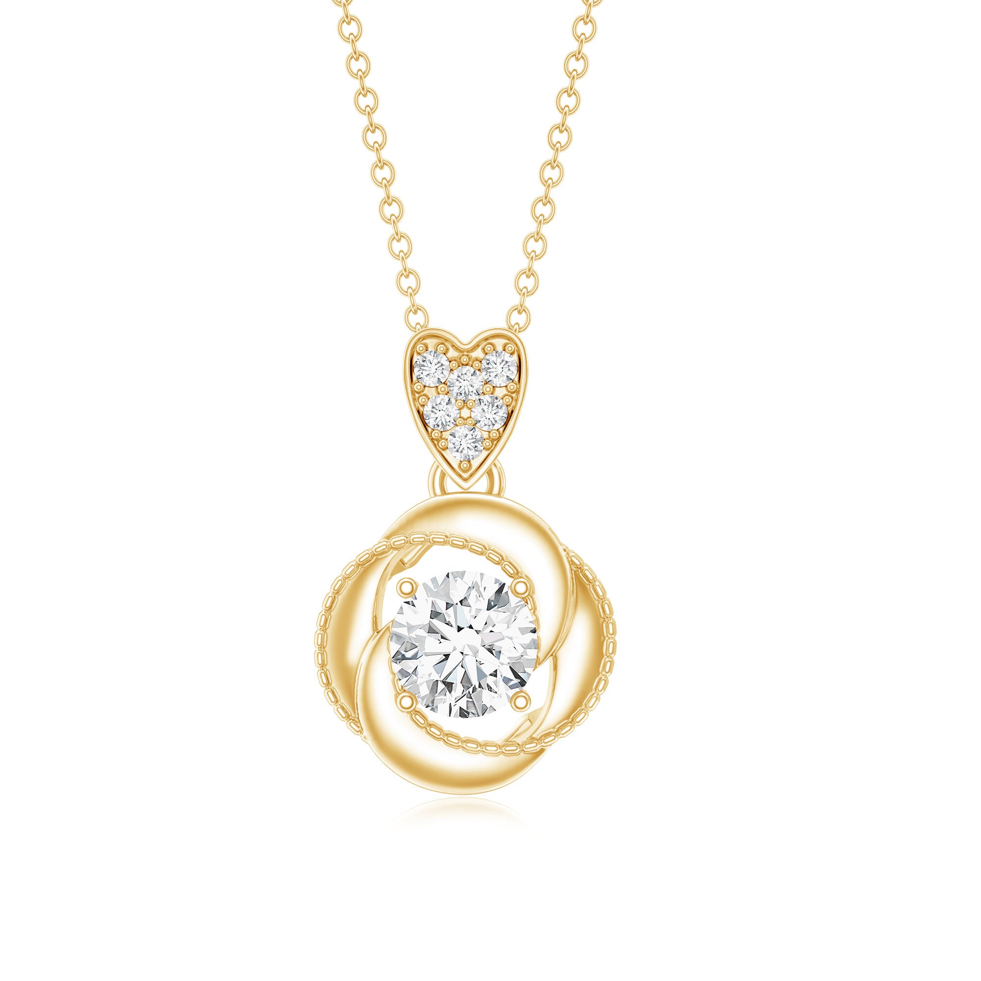 Lab Grown Diamond Swirl Pendant Necklace Lab - ( EF-VS ) - Rosec Jewels