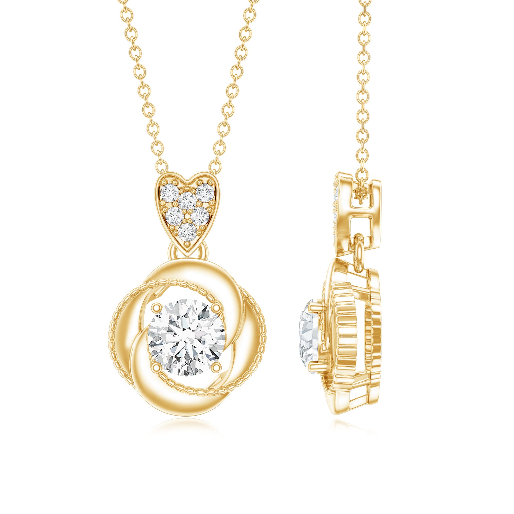 Lab Grown Diamond Swirl Pendant Necklace Lab - ( EF-VS ) - Rosec Jewels
