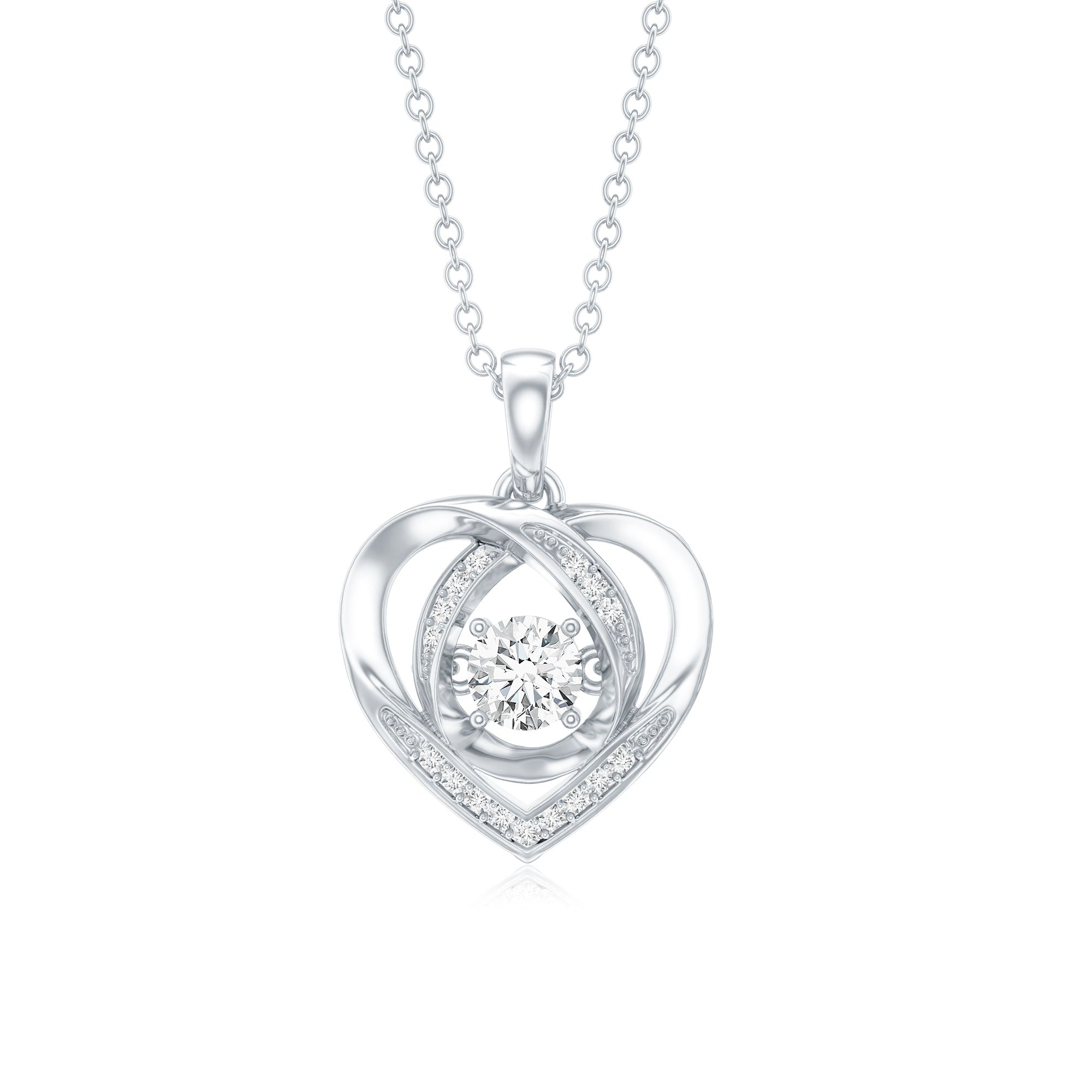 Certified Lab Grown Diamond Heart Pendant Necklace Lab - ( EF-VS ) - Rosec Jewels
